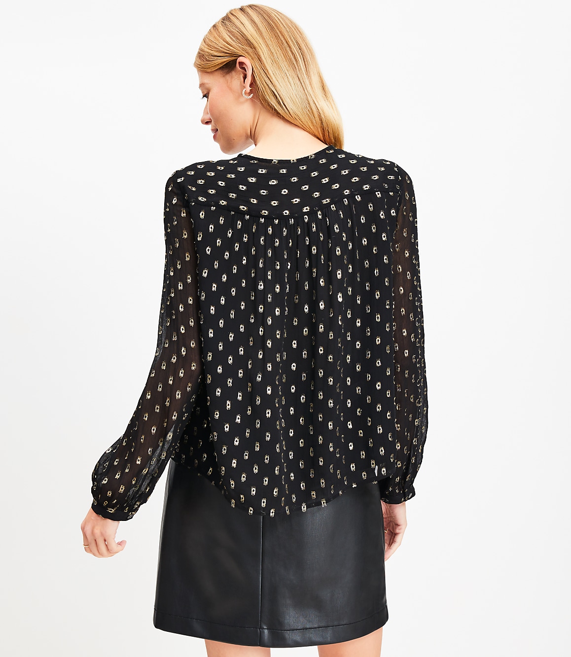 Metallic Clip Ruffle Blouse