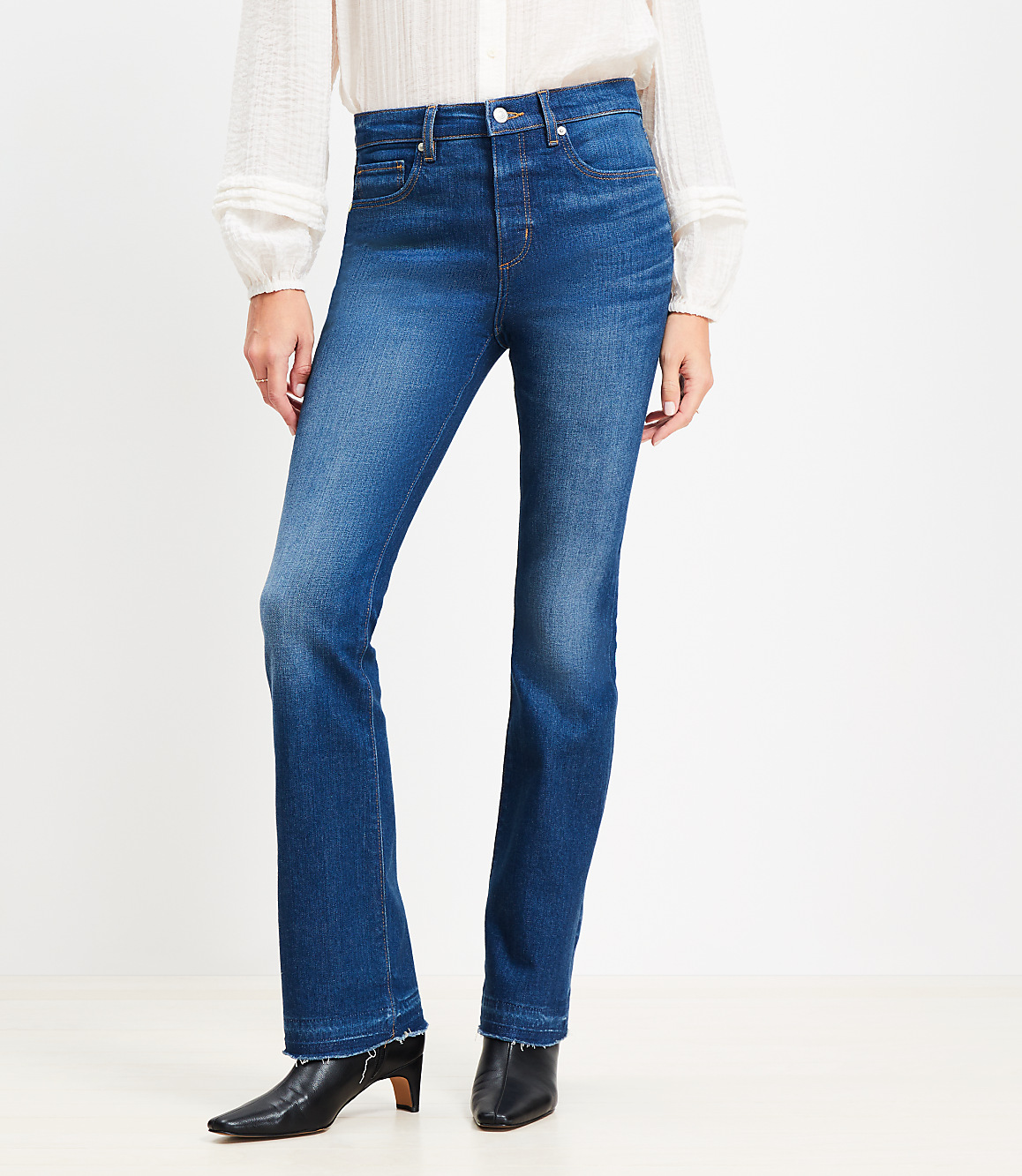 Let Down Hem Mid Rise Boot Jeans in Original Medium Stone Wash