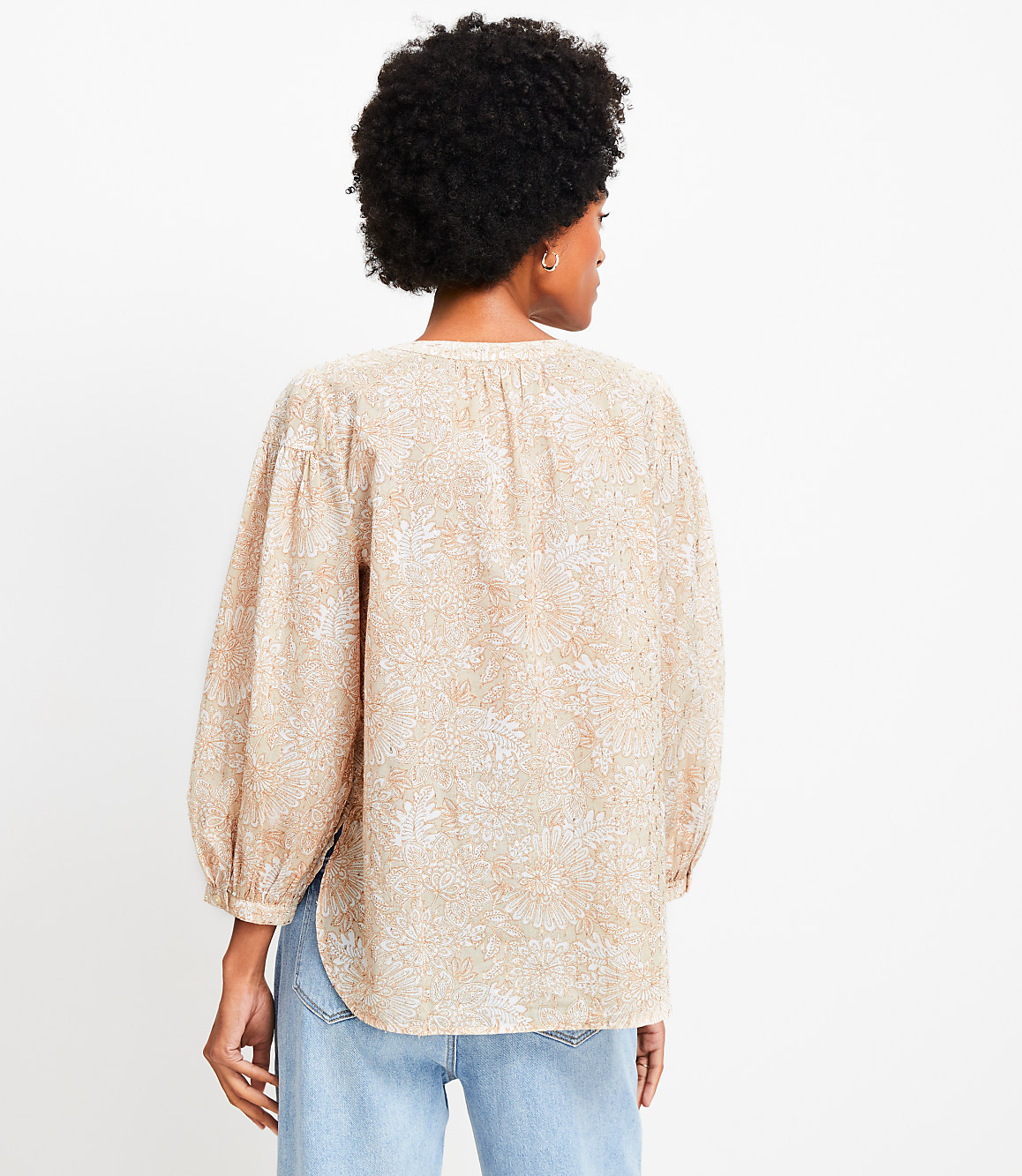 Shimmer Clip Floral Split Neck Popover