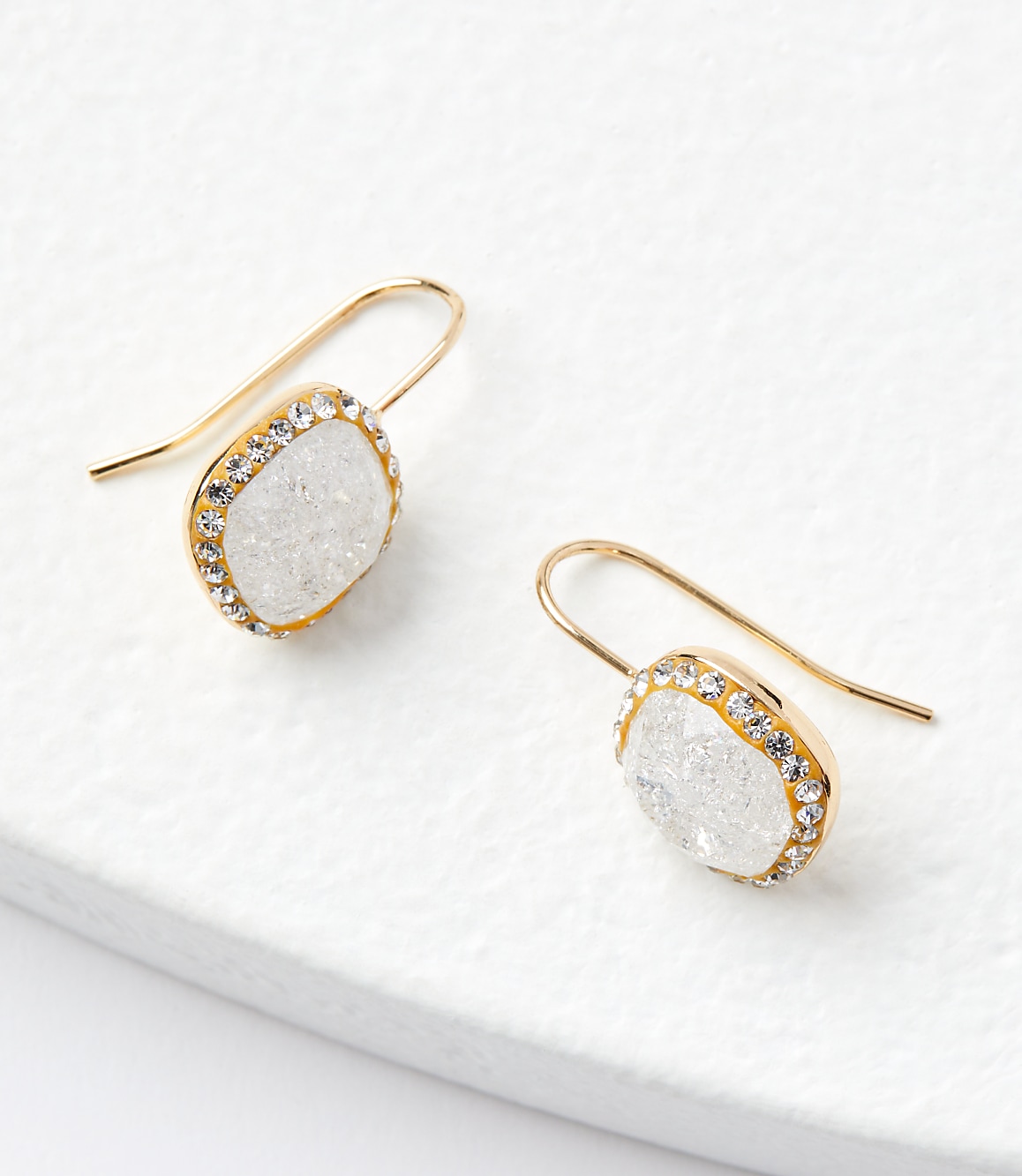 Pave Bordered Pull Through Earrings