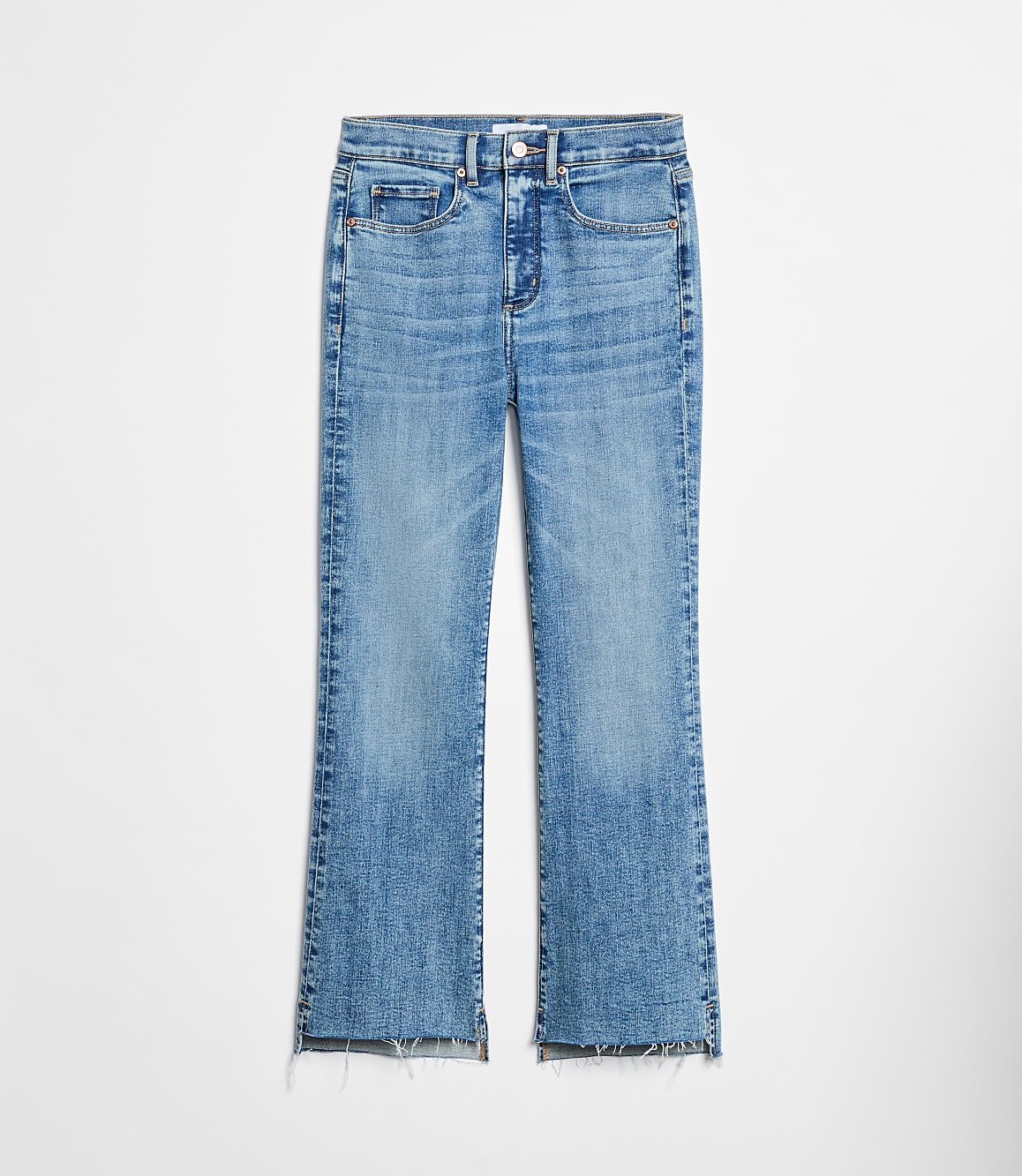 Step Hem High Rise Kick Crop Jeans in Classic Mid Wash