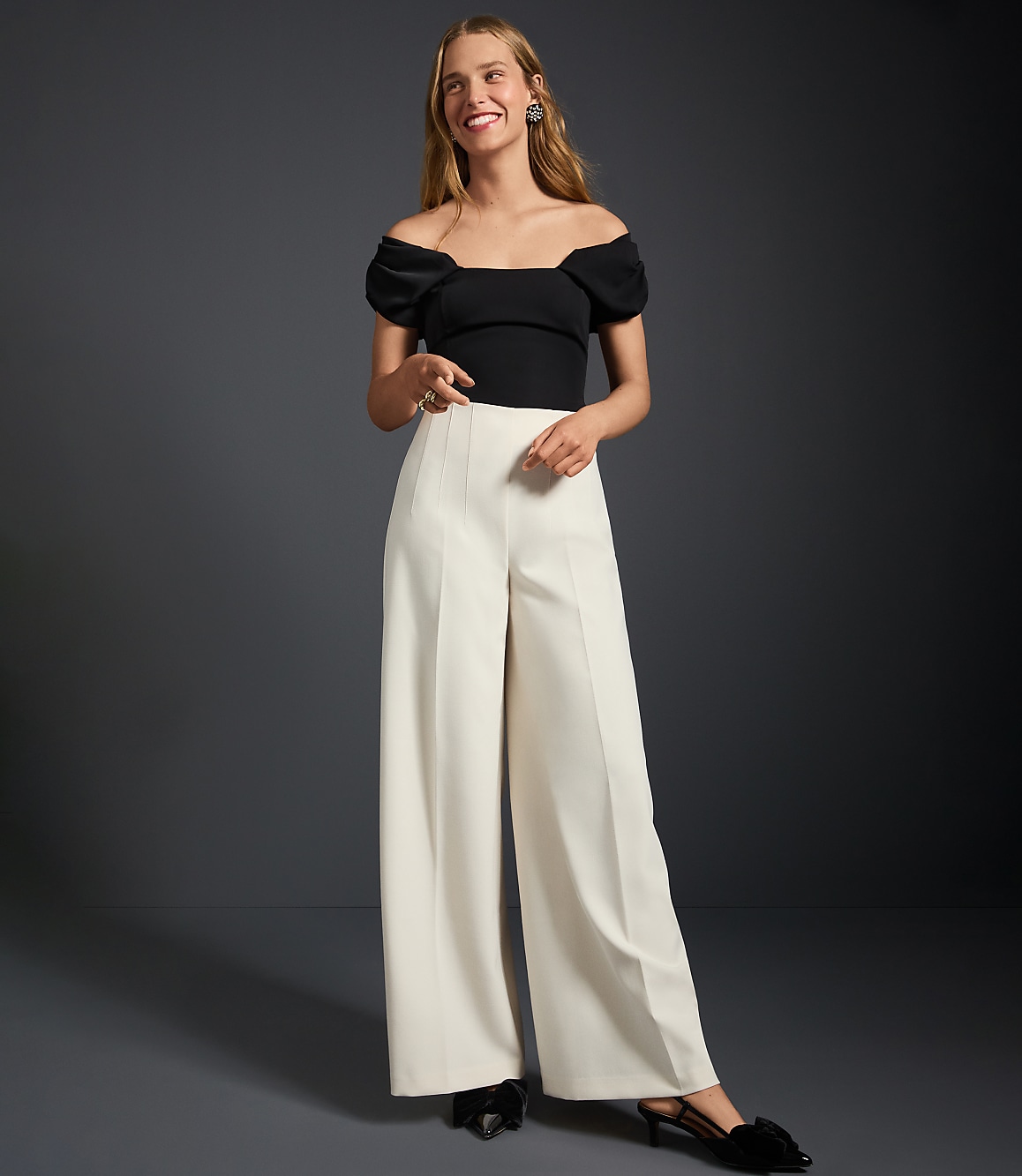 Darted Palazzo Pants in Doubleface