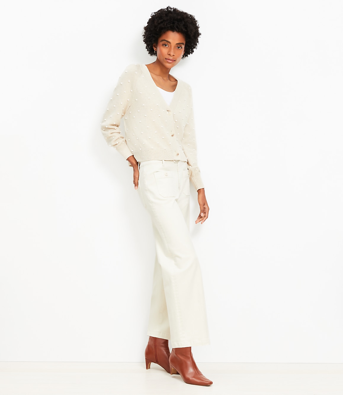 Petite Sailor High Rise Wide Leg Crop Jeans in Popcorn