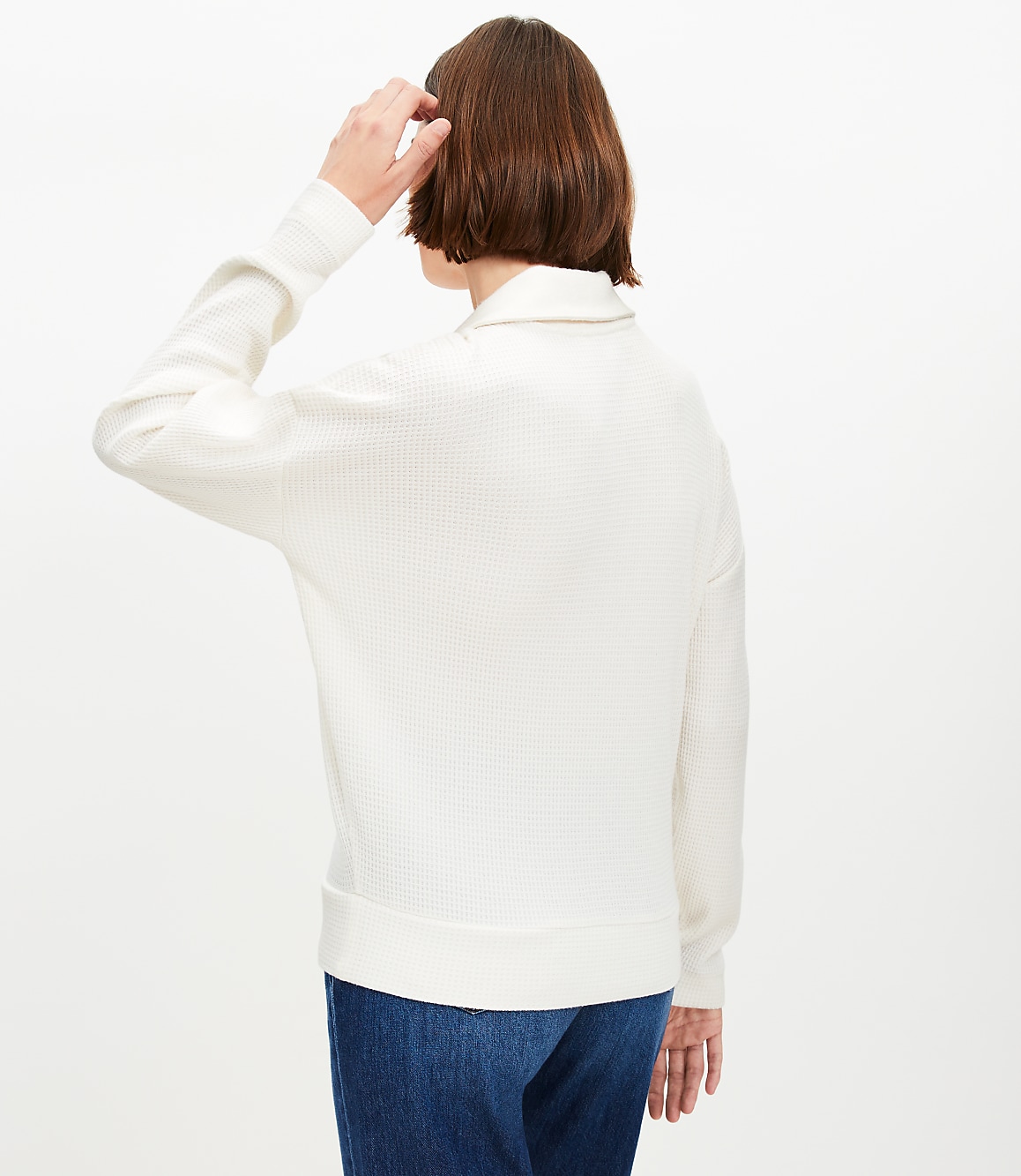 Waffle Collared V-Neck Top