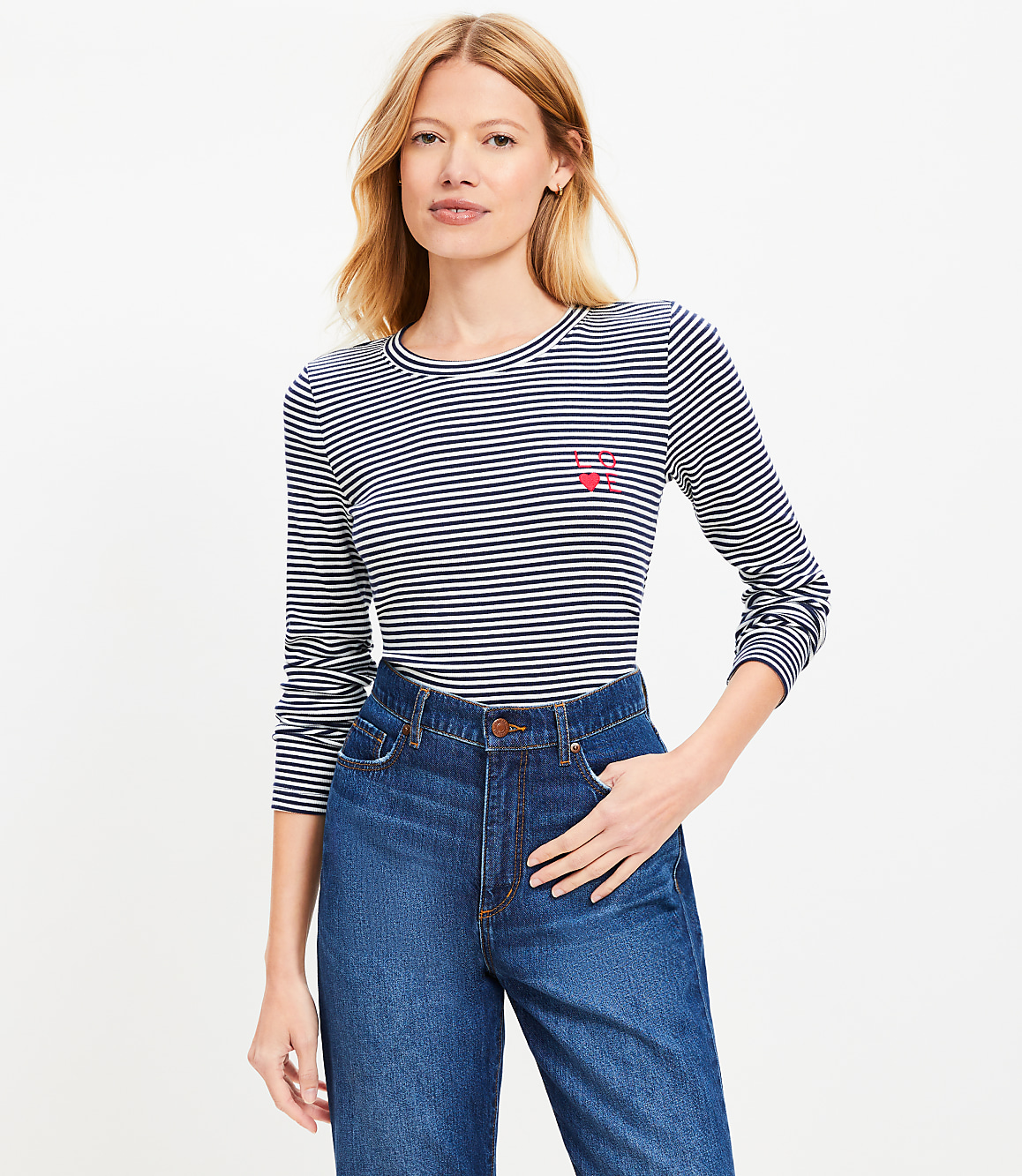 Love Stripe Long Sleeve Everyday Tee