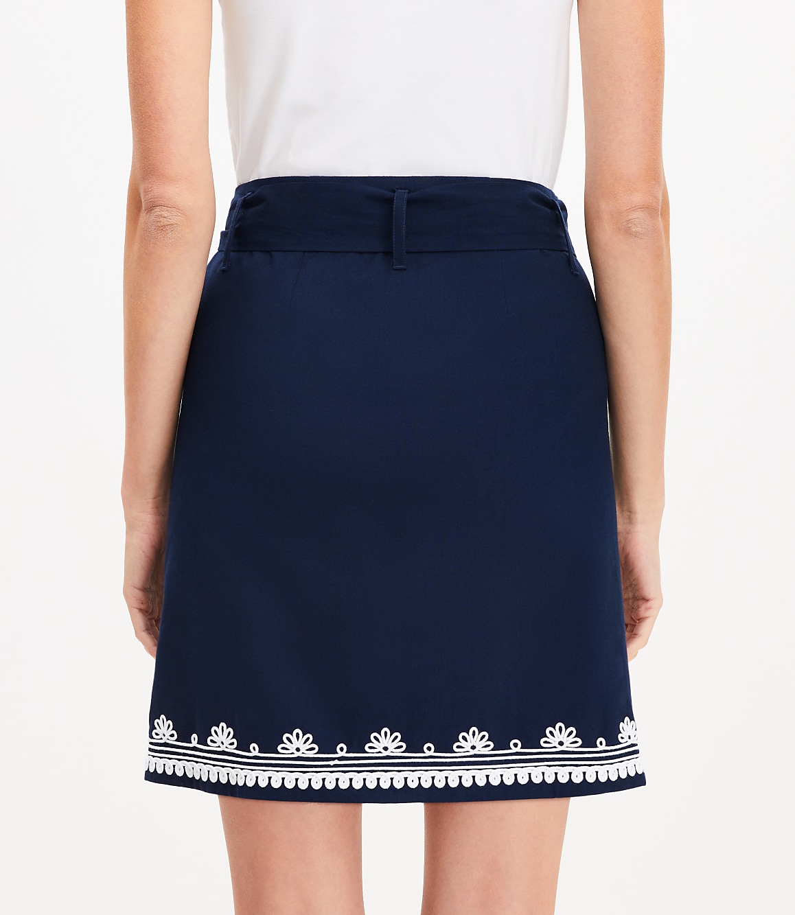Floral Embroidered Mini Wrap Skirt