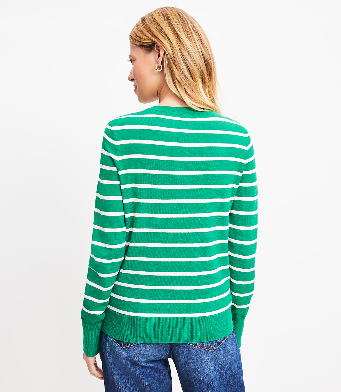 Striped Metallic Button Cuff Sweater