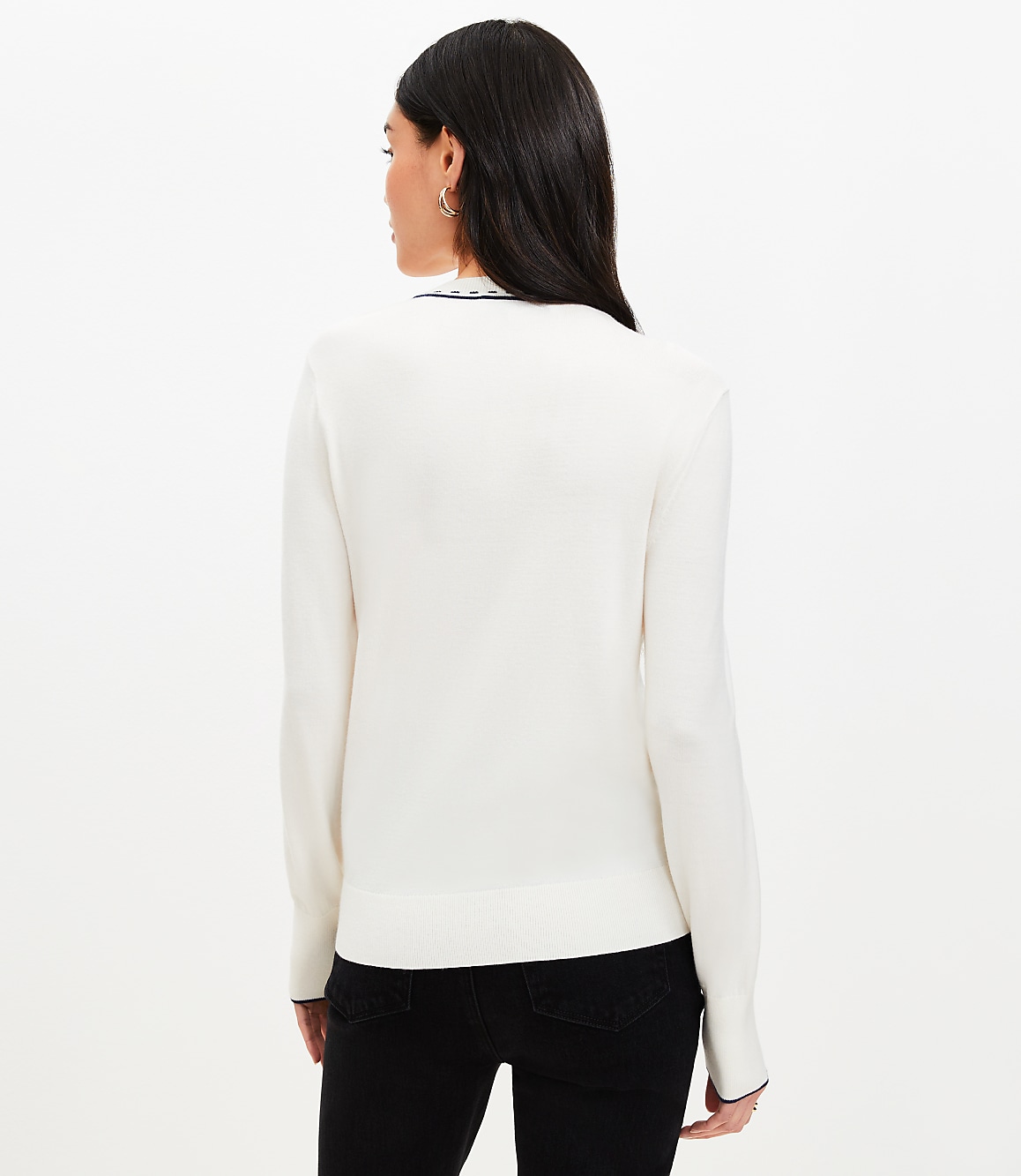 Topstitched Neck Sweater