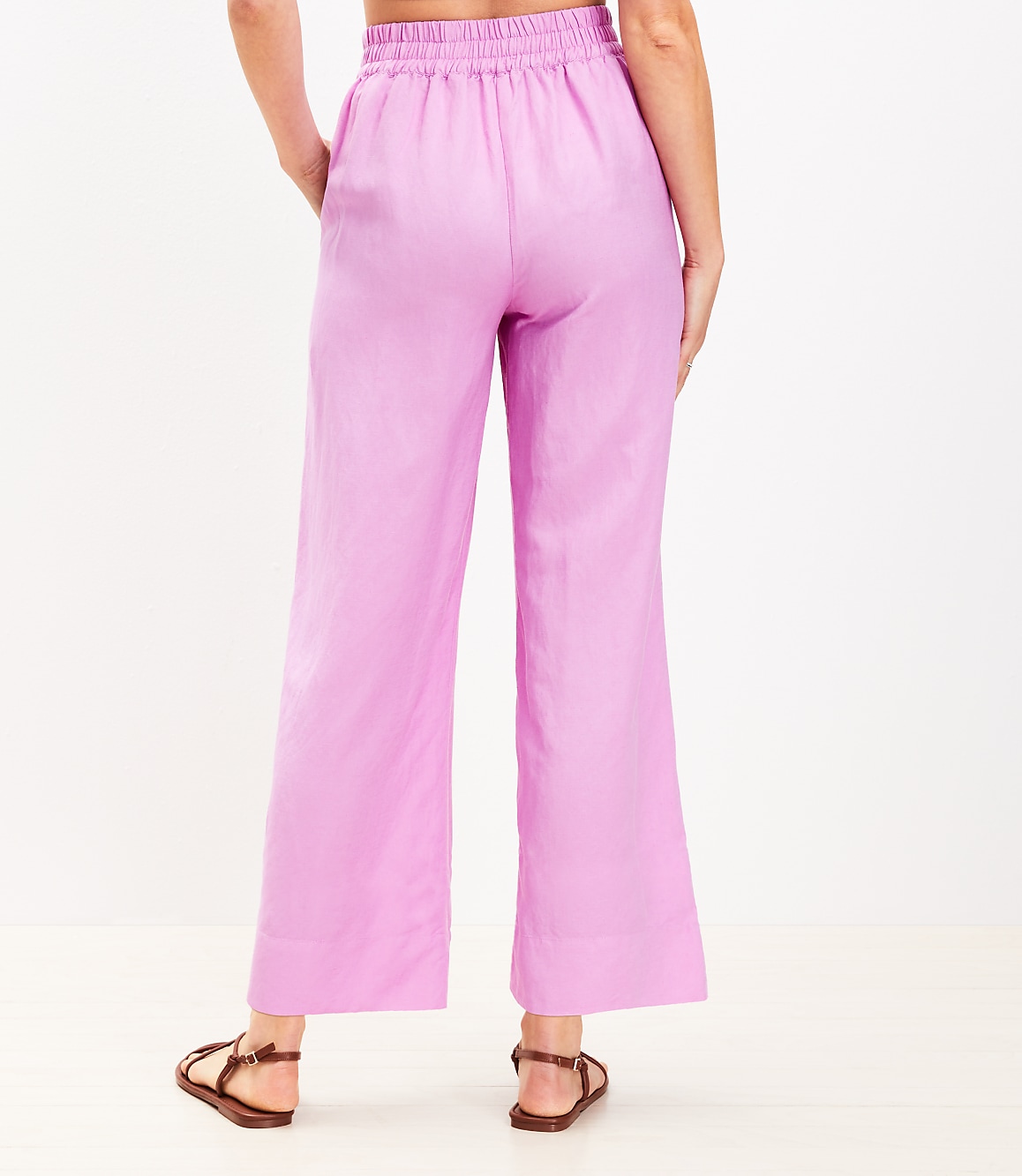 LOFT Beach Linen Blend Wide Leg Pants