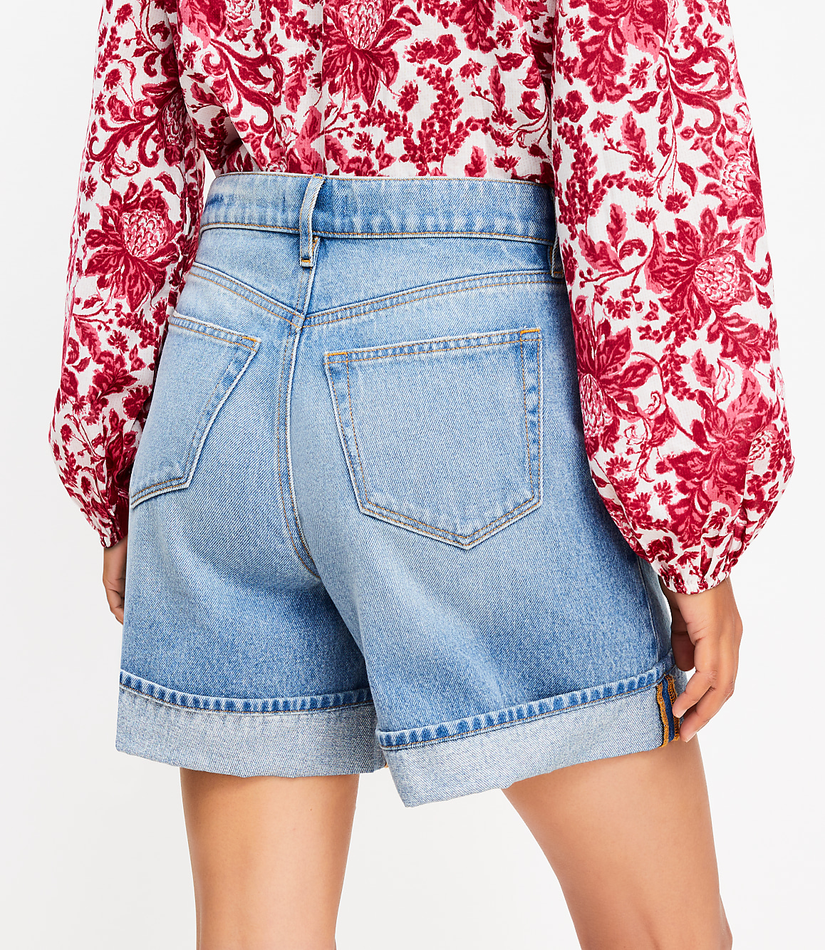 Petite A-Line High Rise Denim Shorts in Vintage Light Indigo Wash