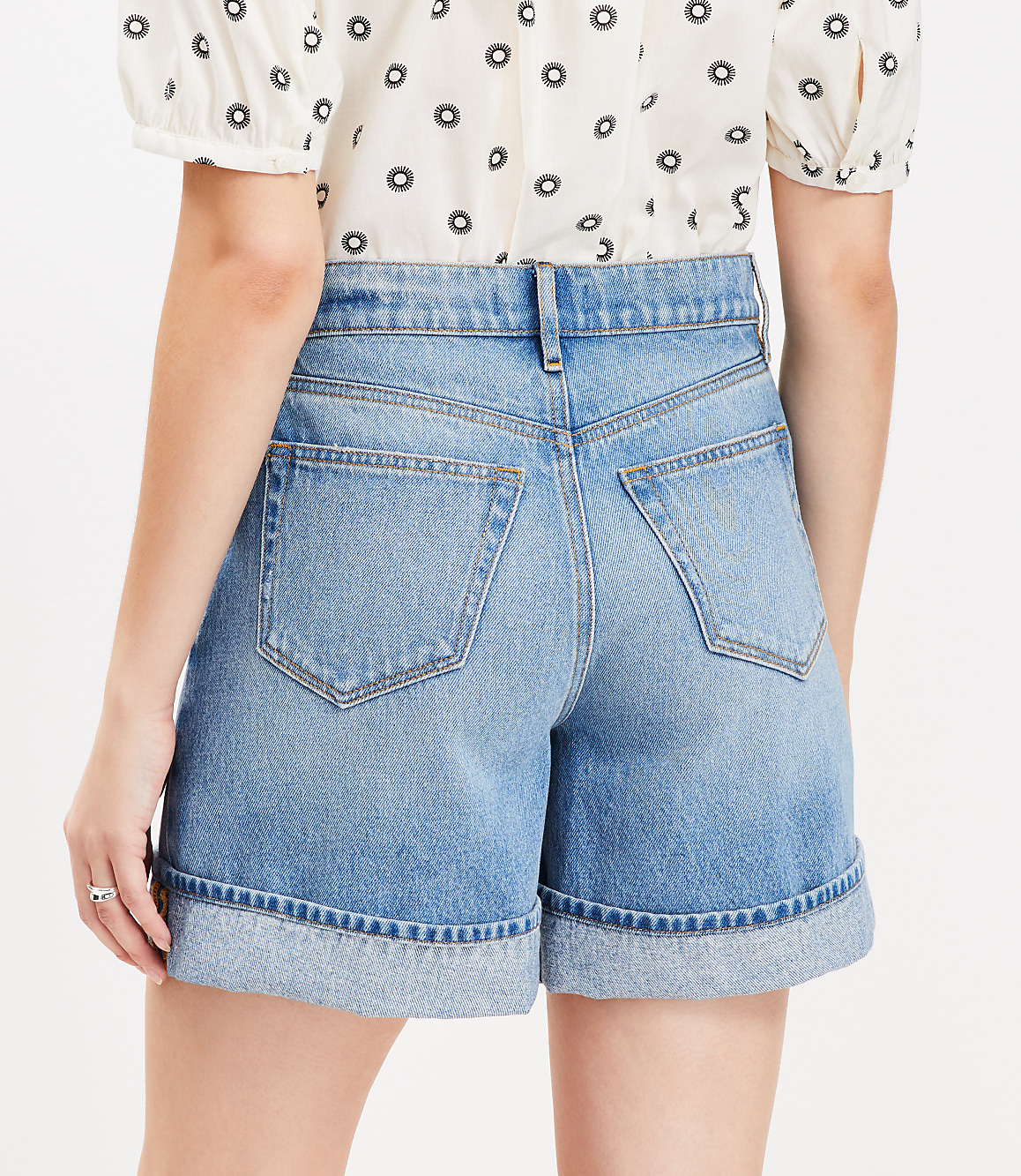 A-Line High Rise Denim Shorts in Vintage Light Indigo Wash