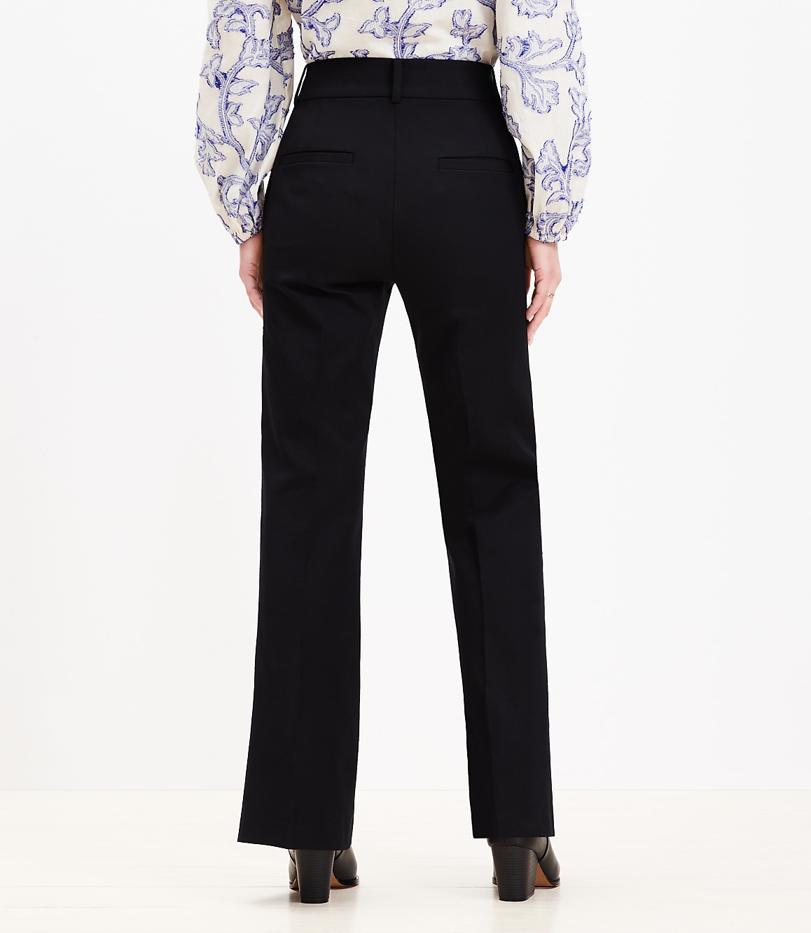 Curvy Pintucked Sutton Flare Pants in Bi-Stretch