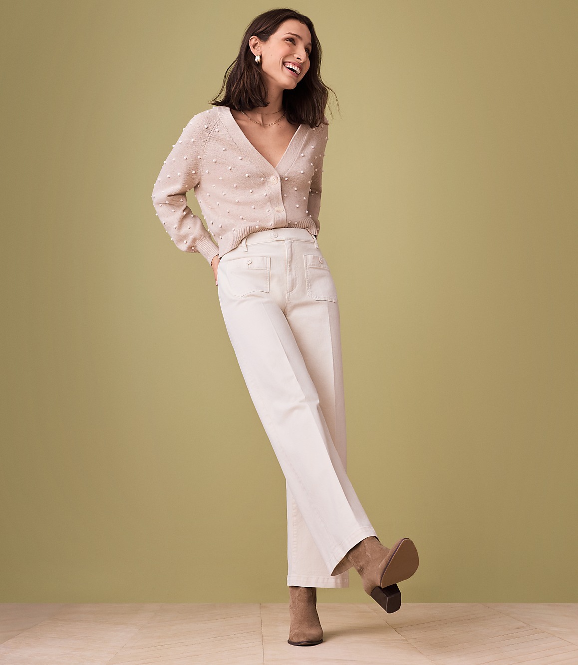 Sailor High Rise Wide Leg Crop Jeans in Popcorn