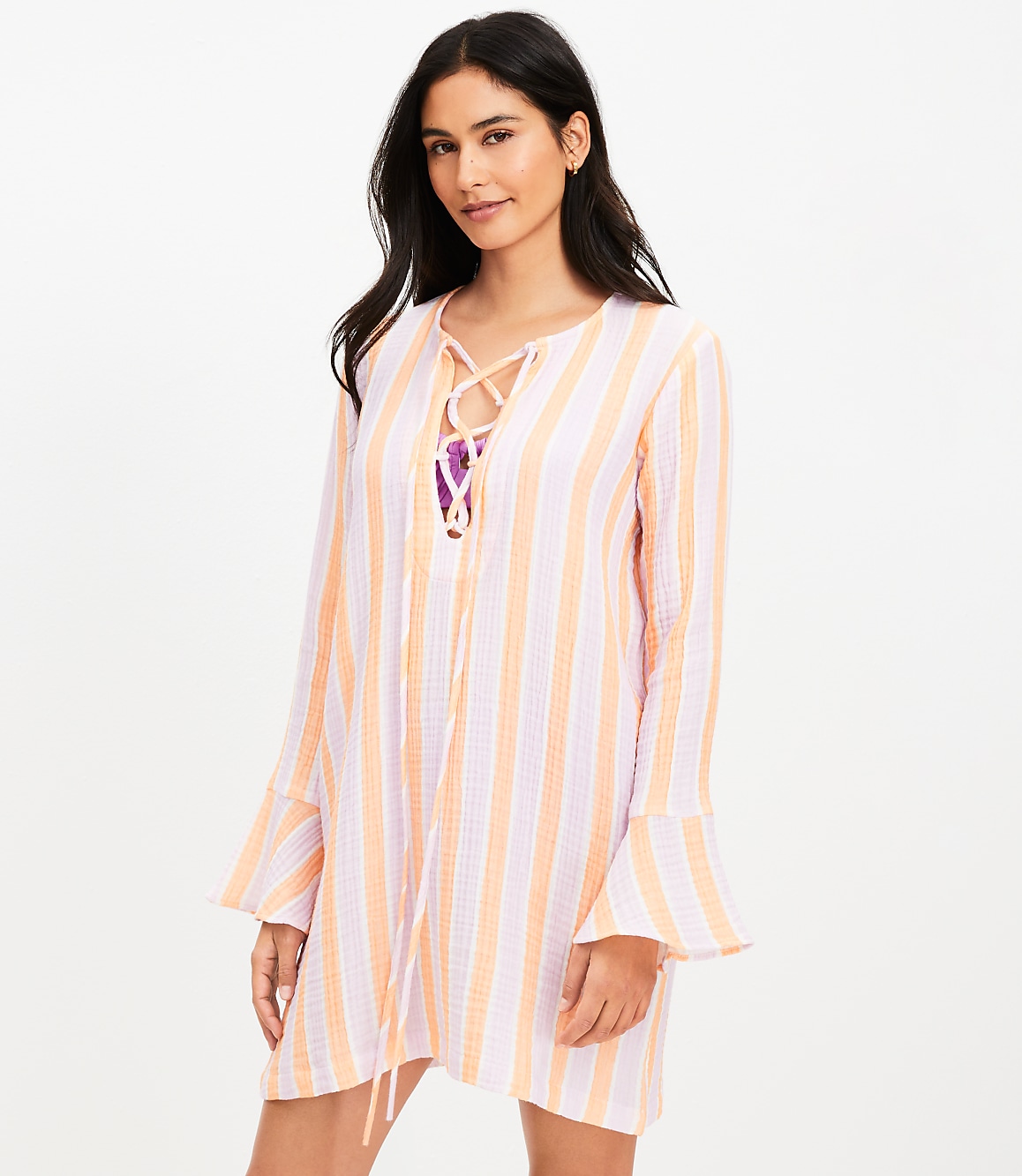 LOFT Beach Triple Cloth Lace Up Swimsuit Cover Up
