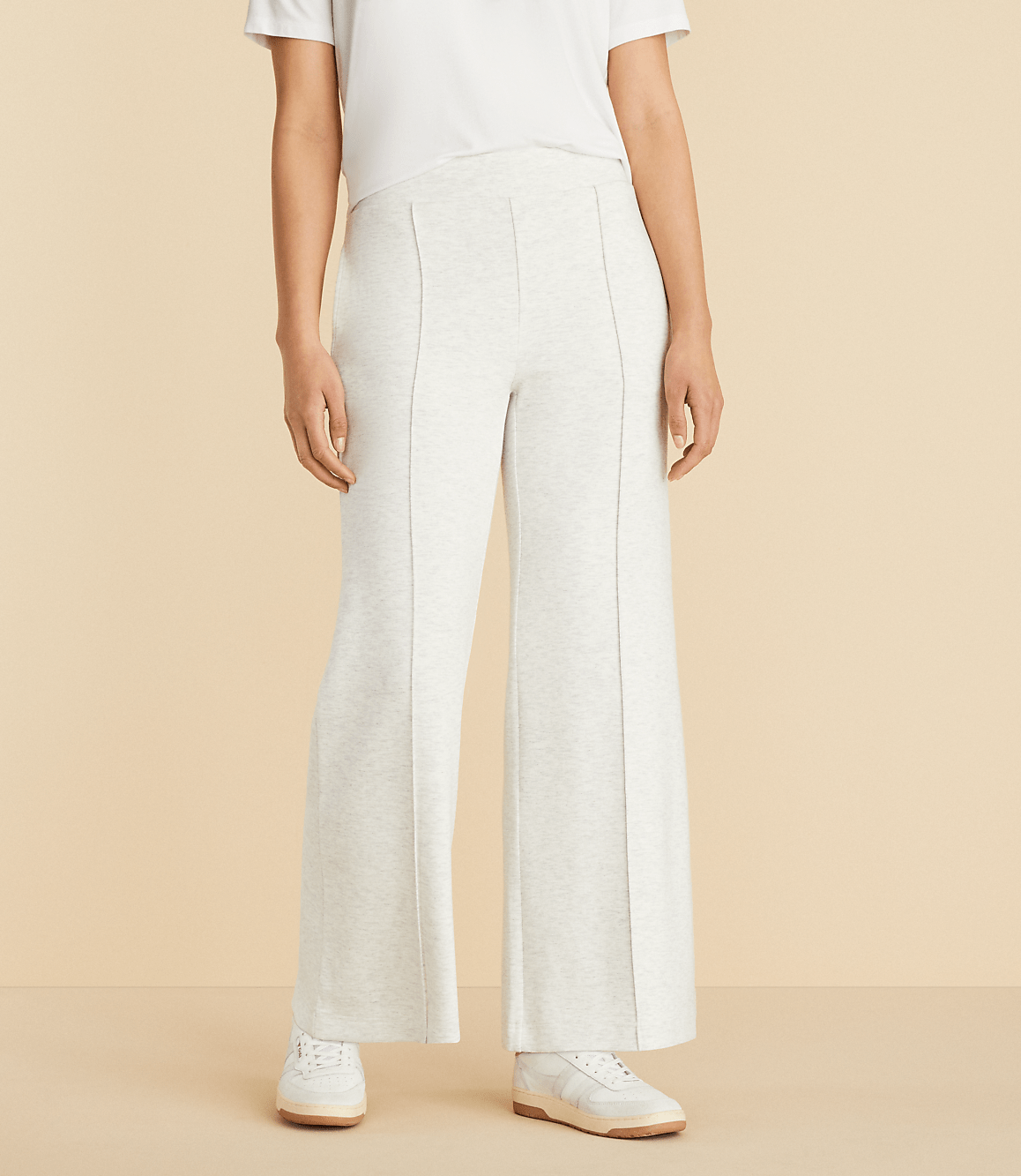 Lou & Grey Heathered Pintucked Scubasoft Wide Leg Pants