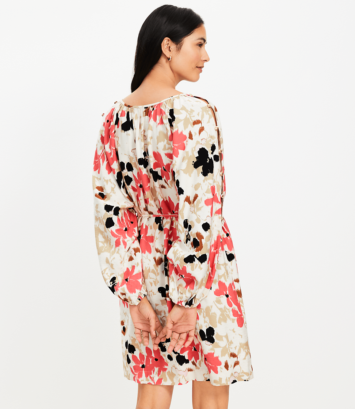 Petite Gardenia Button Sleeve Mini Dress