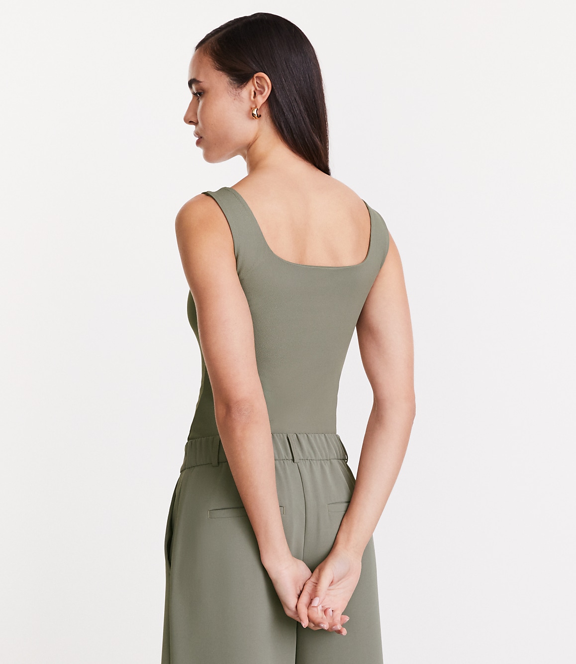 Petite LOFT Versa Ribbed Square Neck Bodysuit