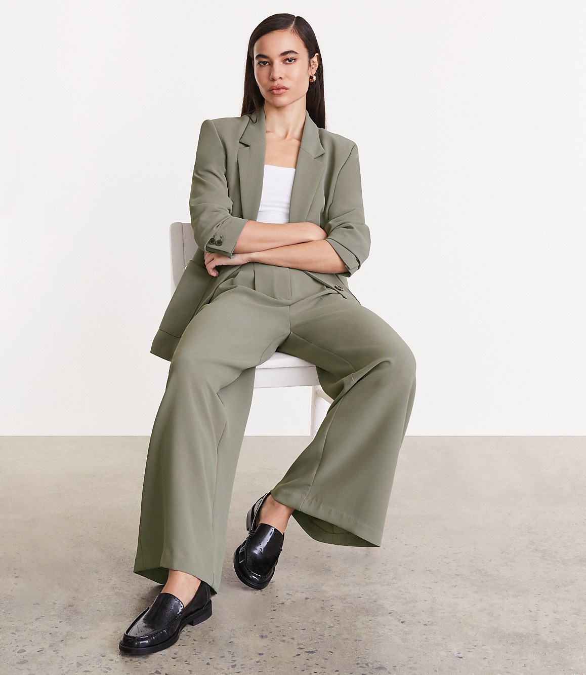 LOFT Versa Crepe Drape Oversized Blazer