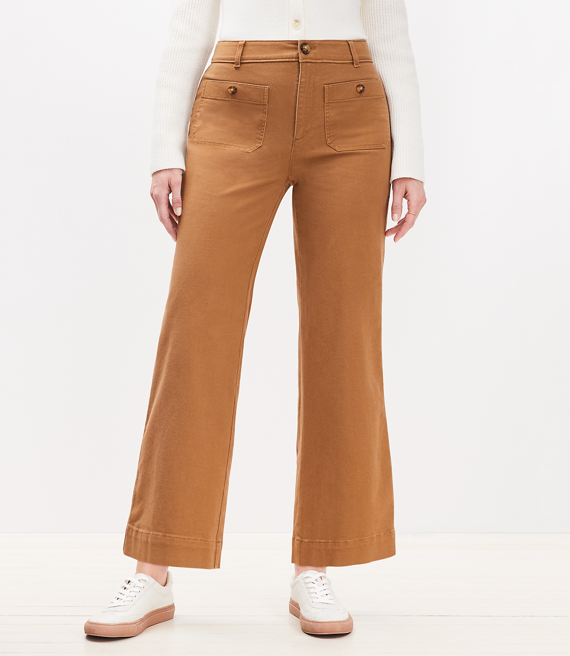 Petite Curvy Palmer Wide Leg Crop Pants in Twill