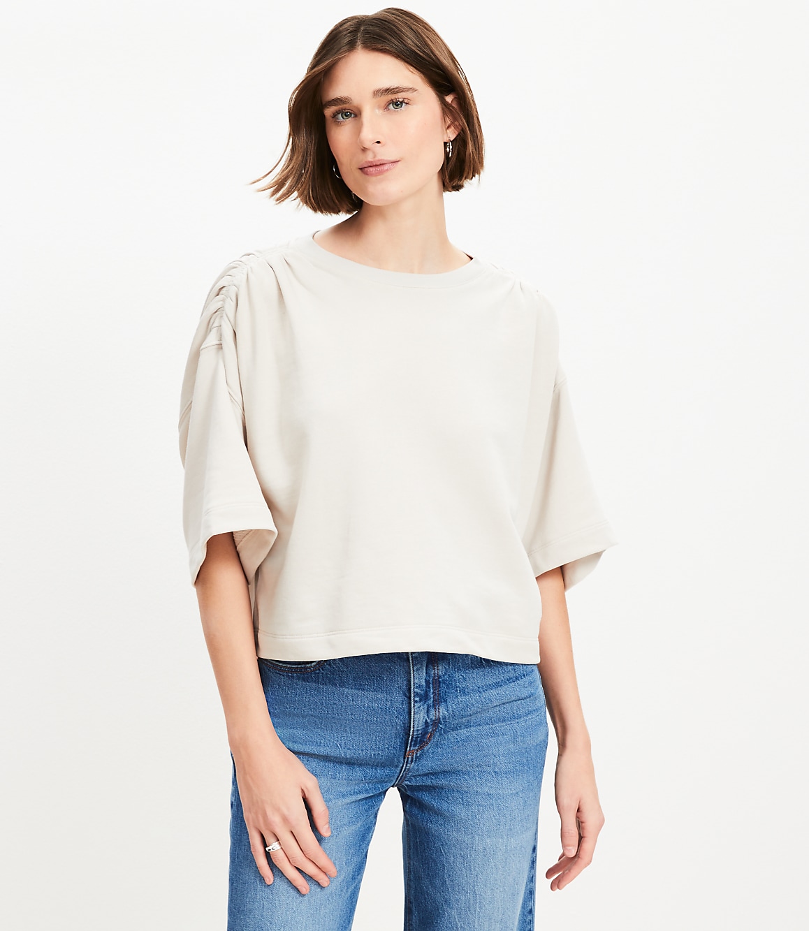 Cinched Shoulder Modern Sweatshirt