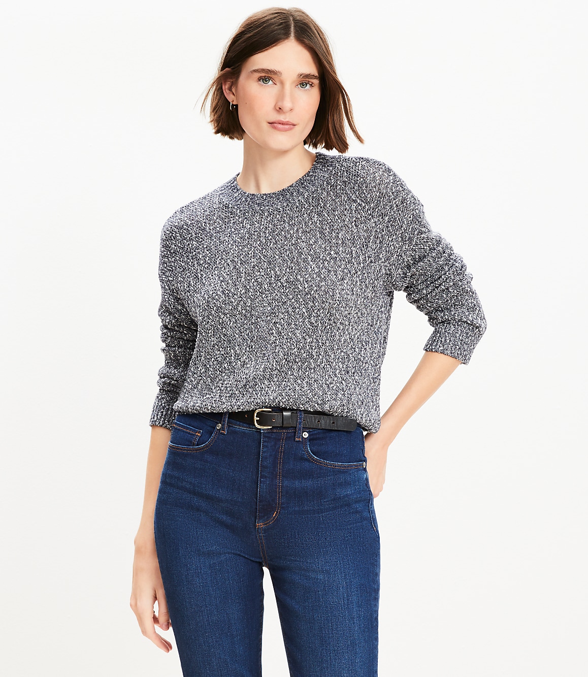 Marled Drop Shoulder Sweater