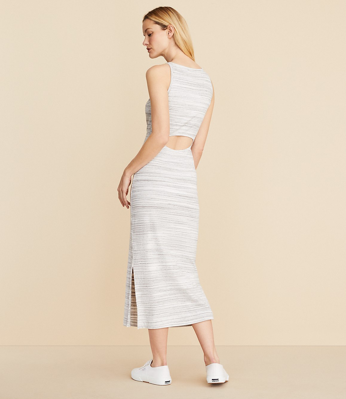 Lou & Grey Spacedye Ribbed Open Back Midi Dress