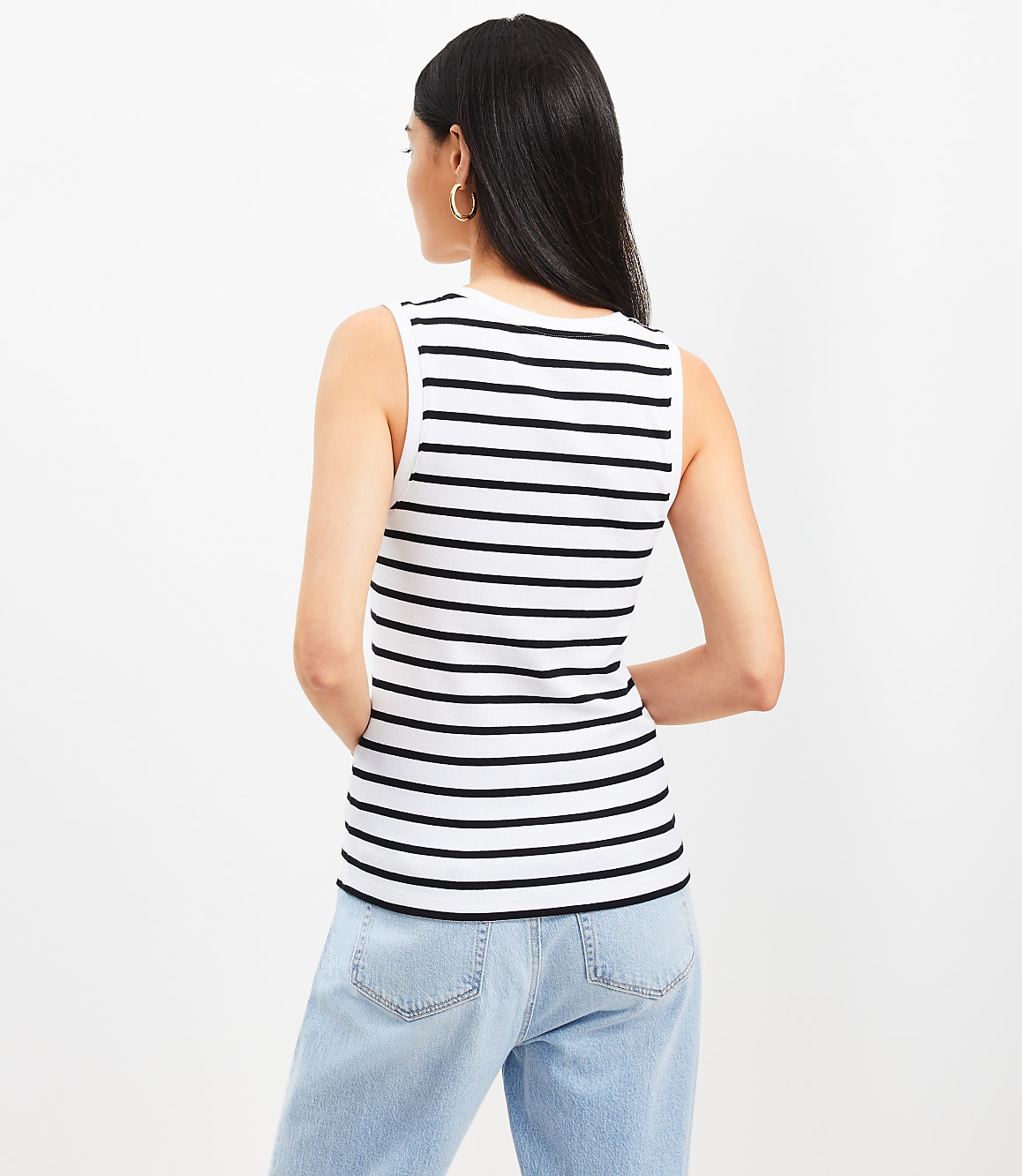 Petite Stripe Perfect Ribbed Scoop Neck Tank Top