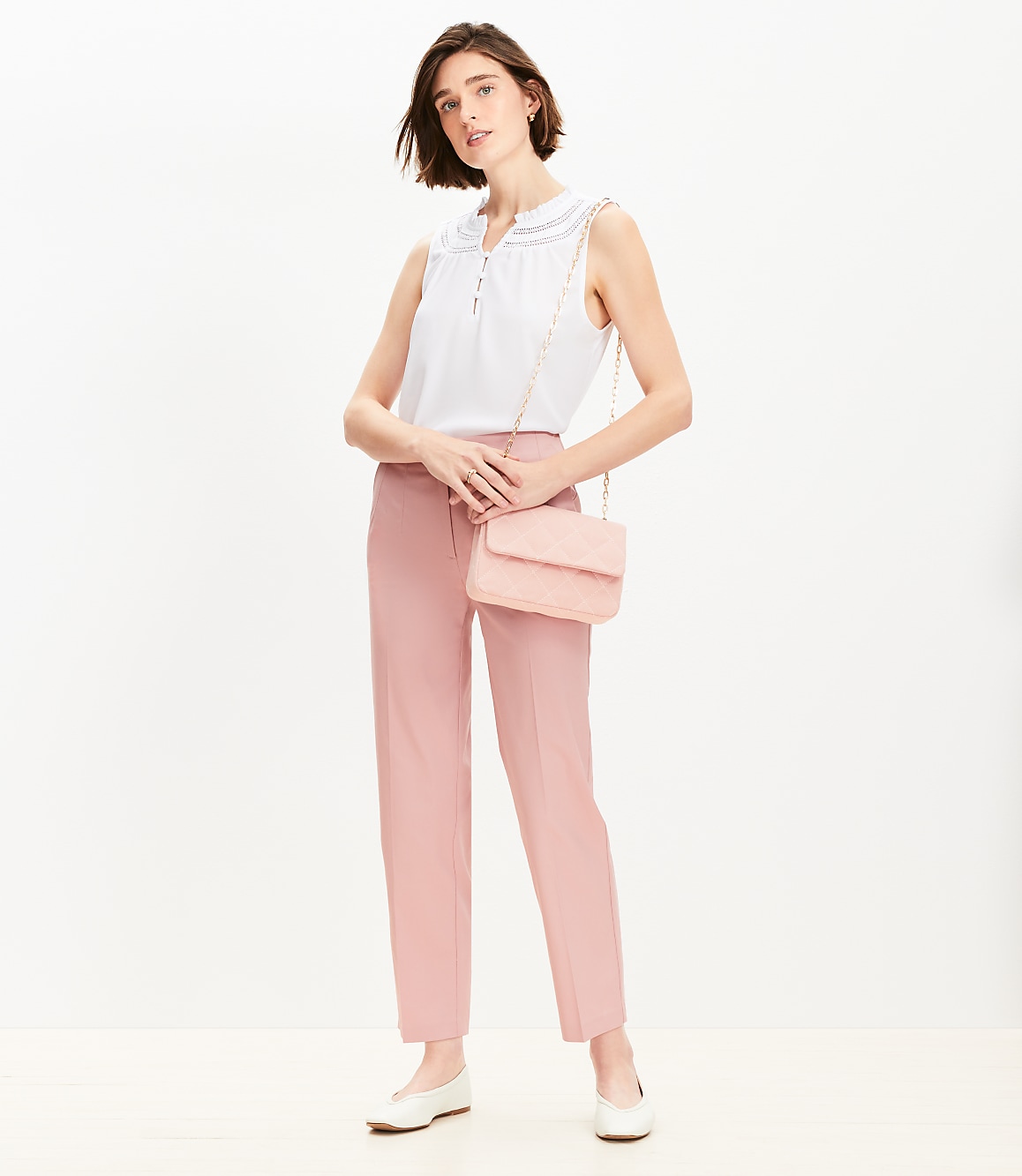 Darted Straight Pants in Twill