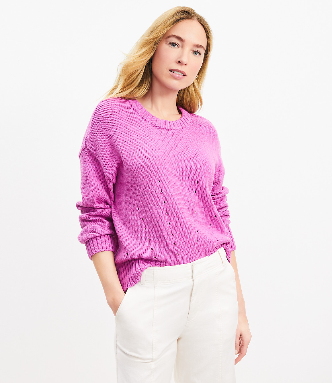 Pointelle Trim Sweater