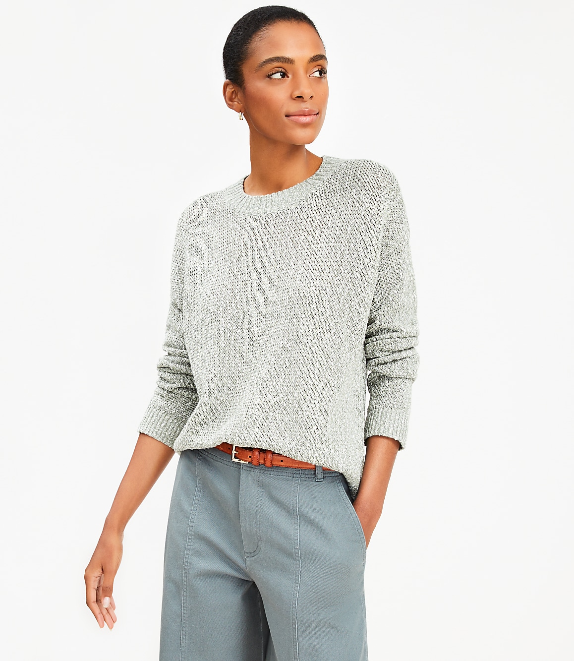 Marled Drop Shoulder Sweater