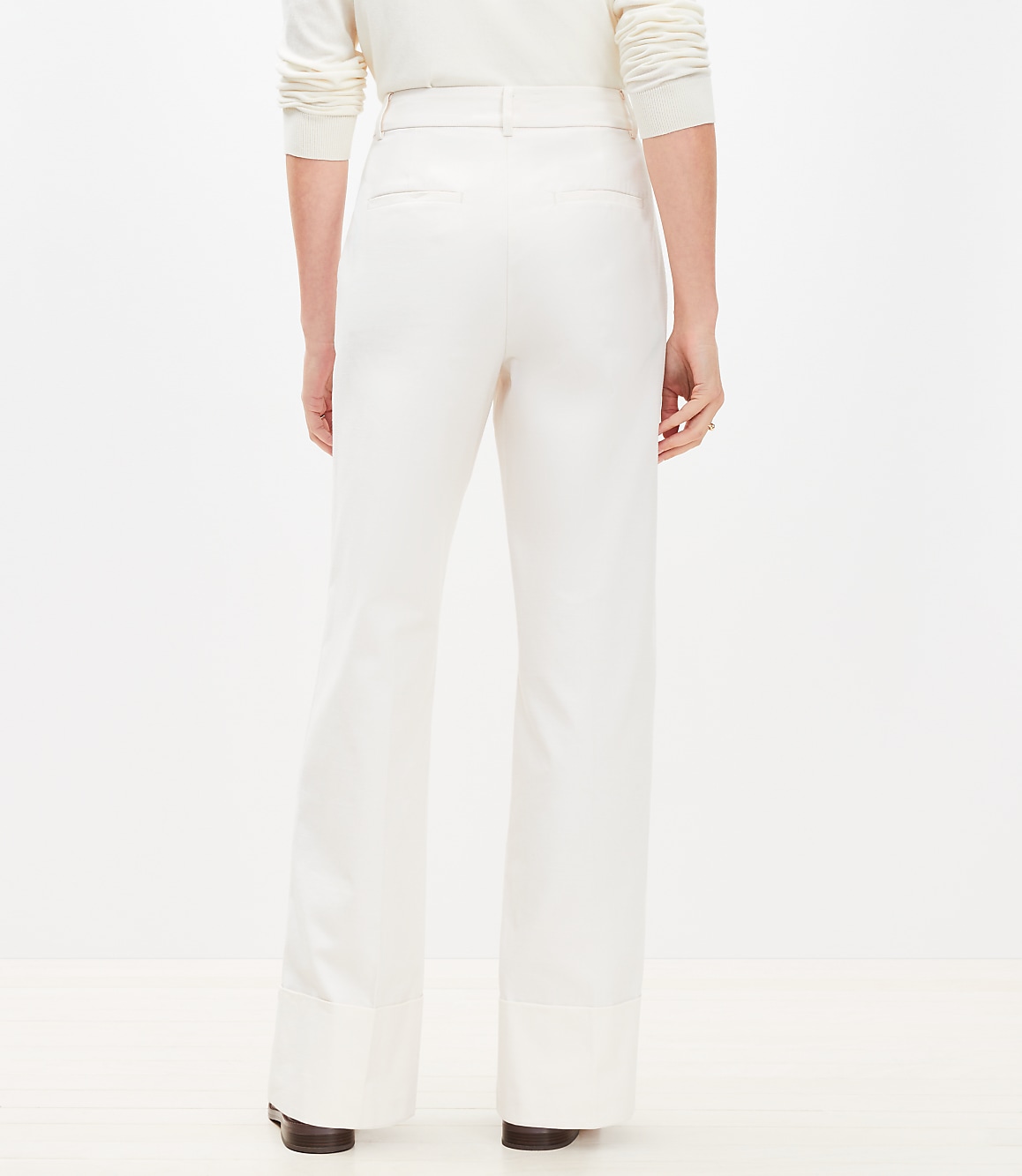 Faux Leather Belted Stovepipe Pants in Twill