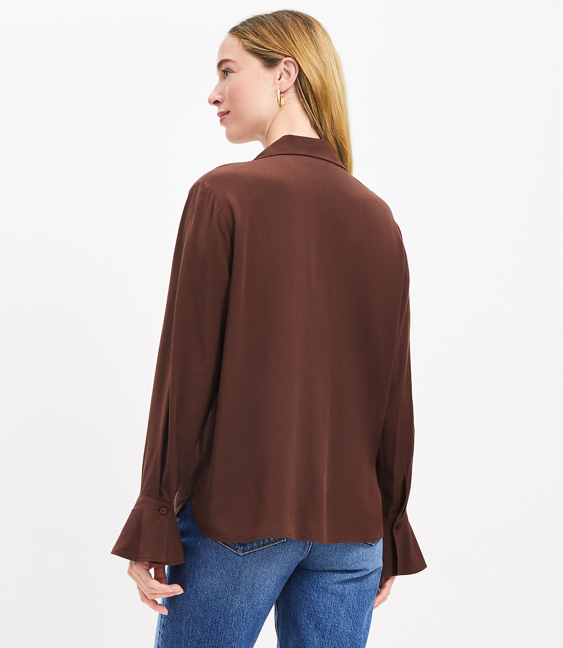 Petite Double Tie Collared Shirt