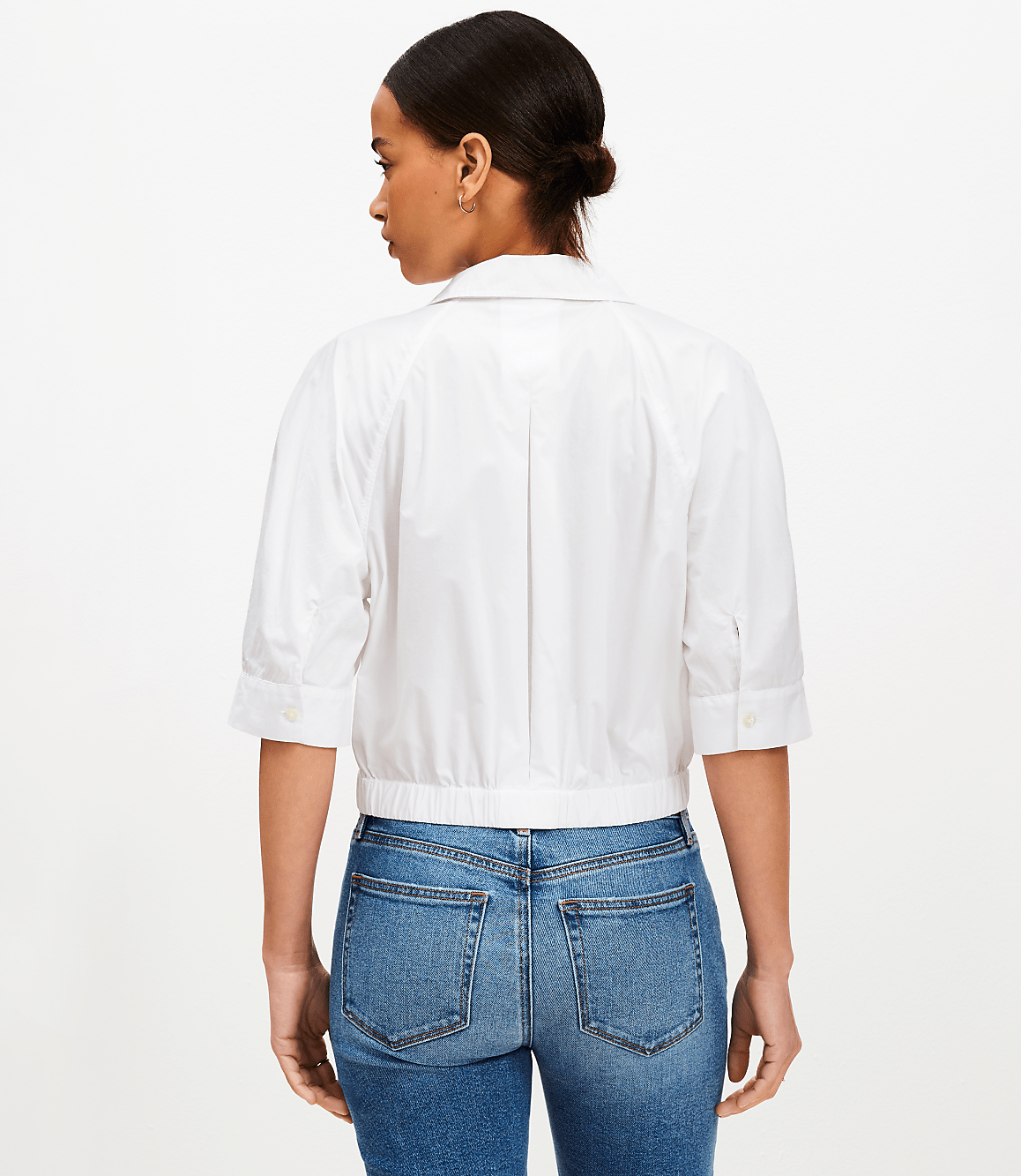 Poplin Elasticized Hem Blouse