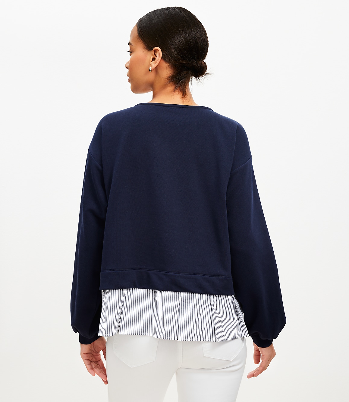Striped Poplin Mixed Media Sweatshirt