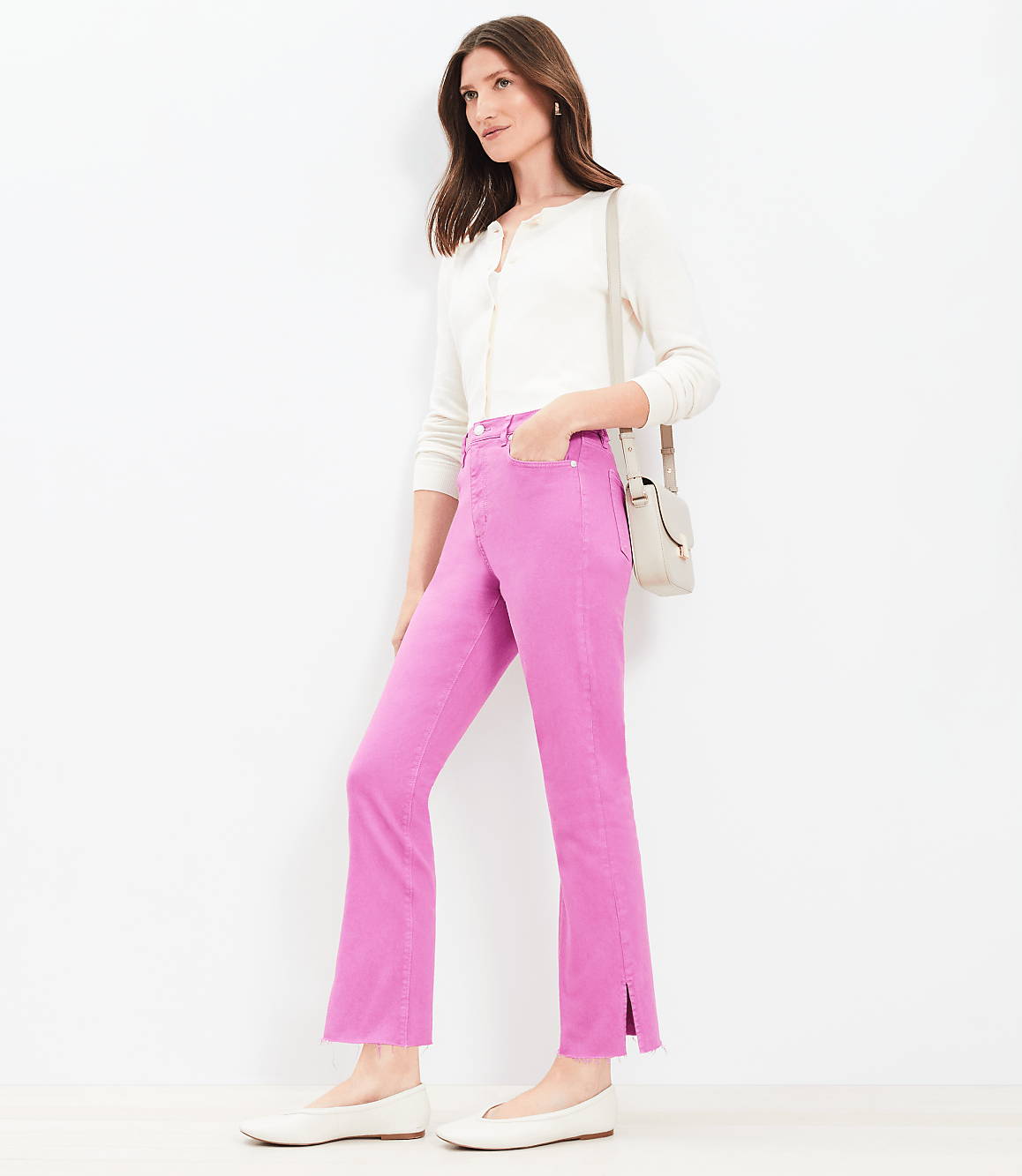 Vent Hem High Rise Kick Crop Jeans in Sugar Plum
