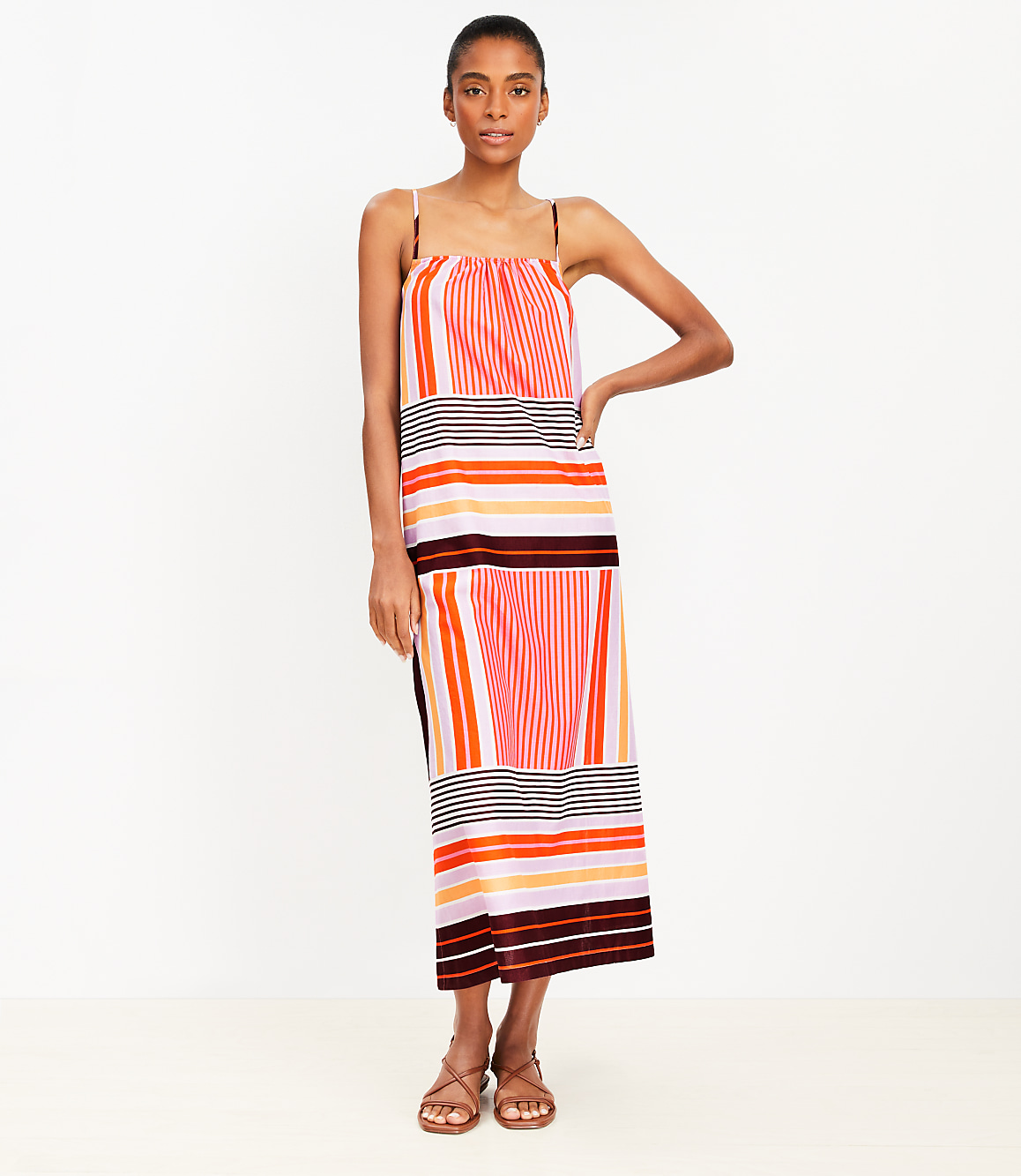 LOFT Beach Striped Crisscross Back Maxi Dress
