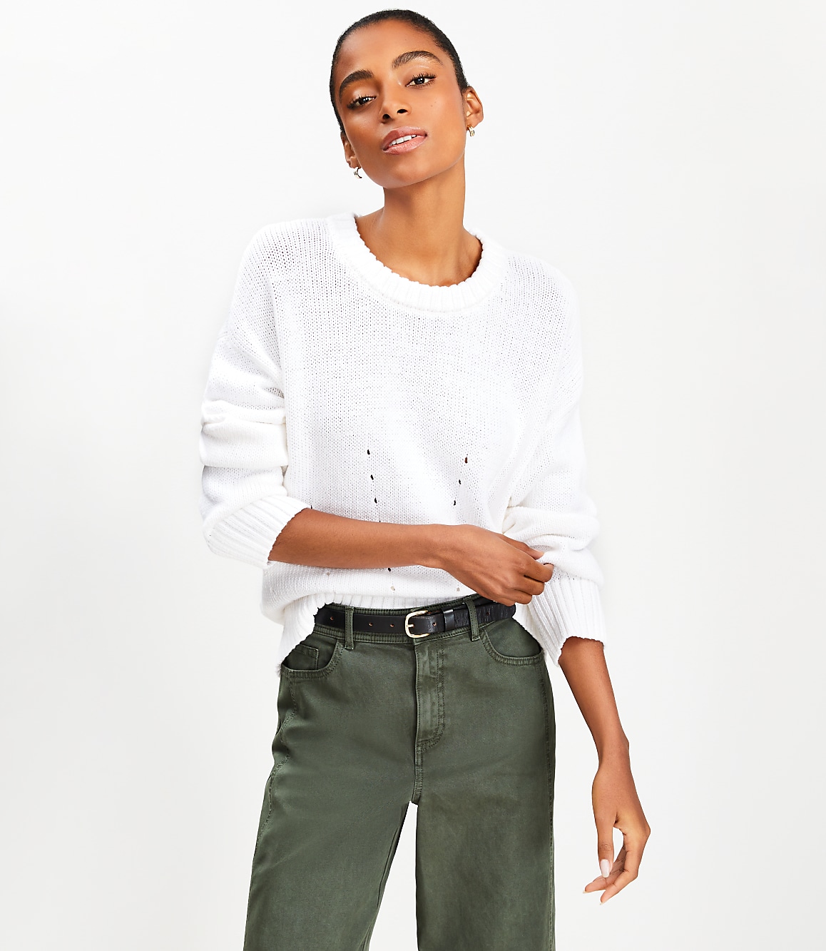 Pointelle Trim Sweater