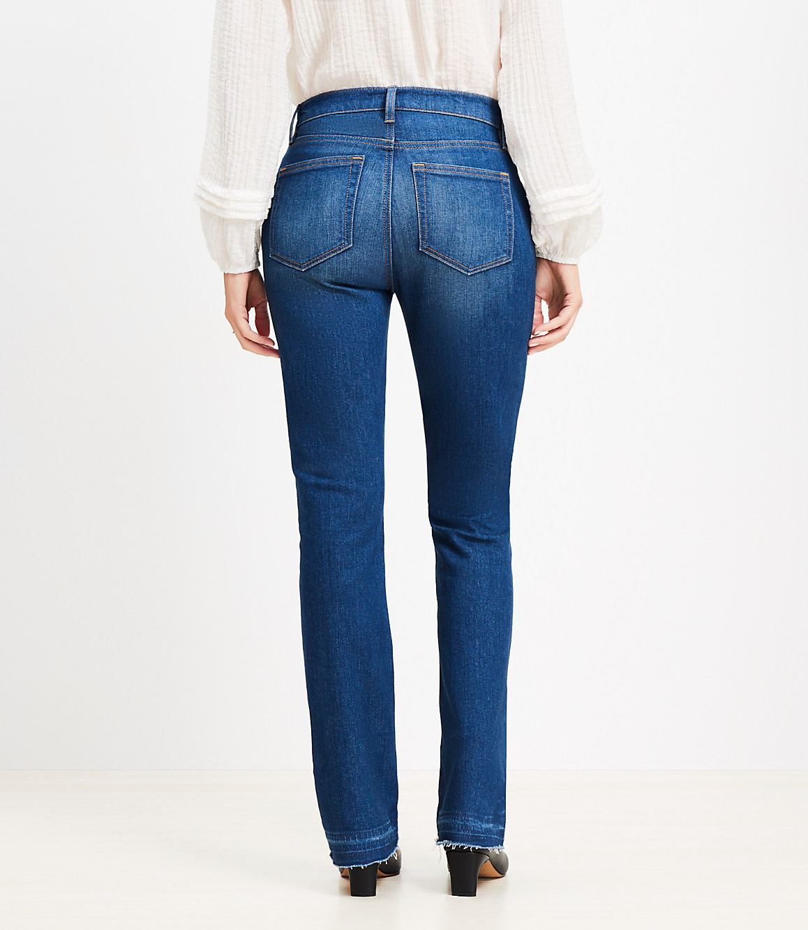 Petite Curvy Let Down Hem Mid Rise Boot Jeans in Original Medium Stone Wash