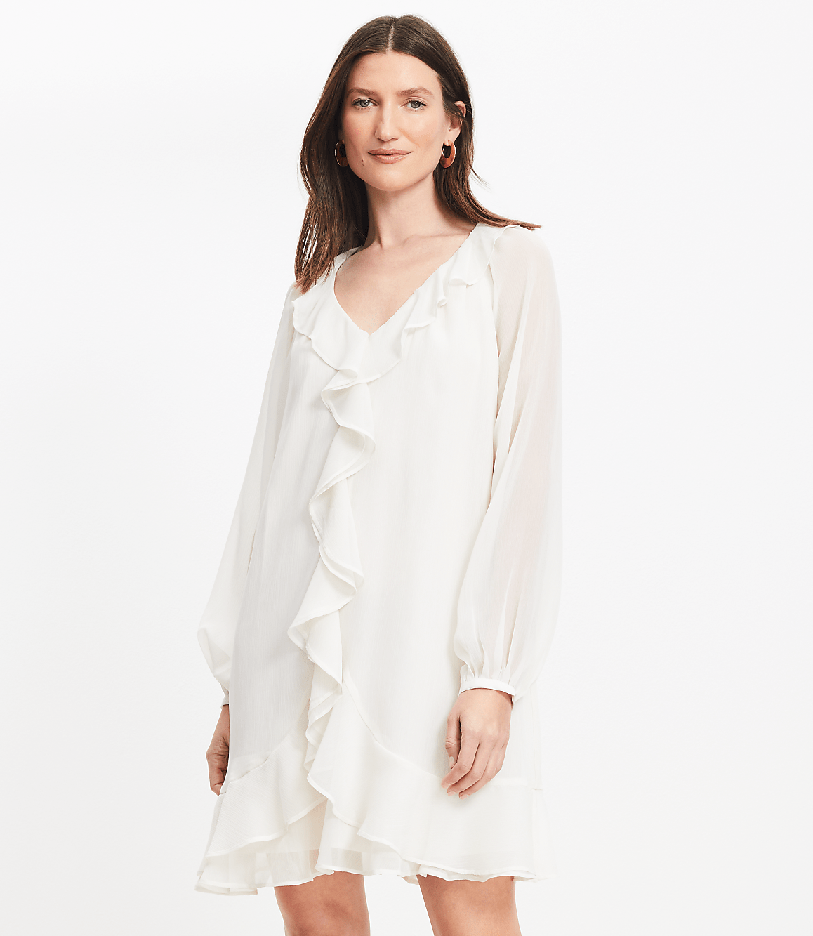 Petite Chiffon Ruffle Mini Flounce Dress