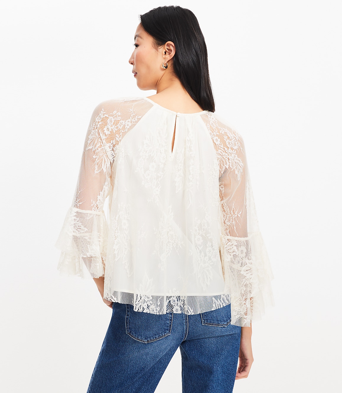 Chantilly Lace Flare Sleeve Blouse