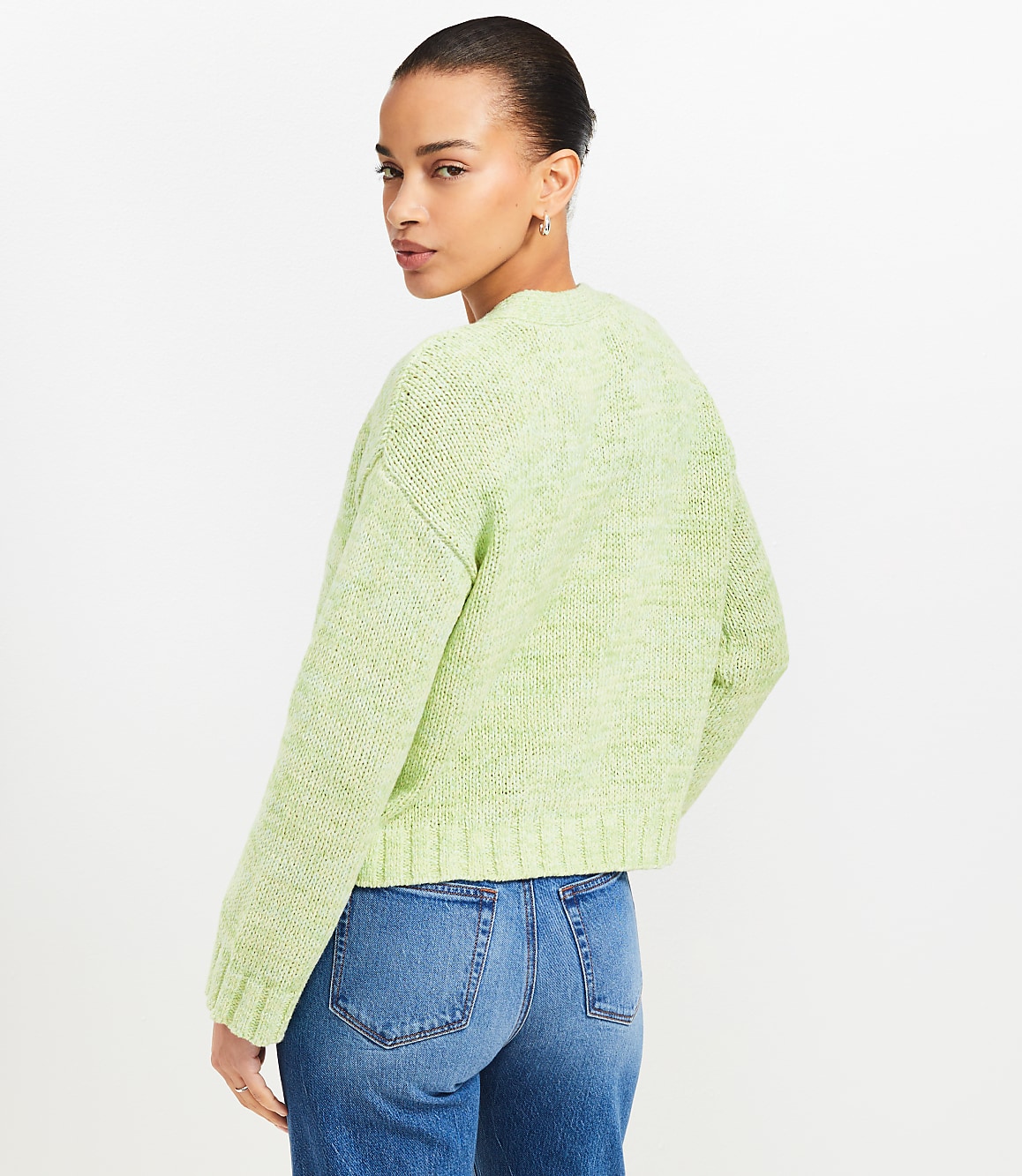 Petite Marled Easy V-Neck Cardigan
