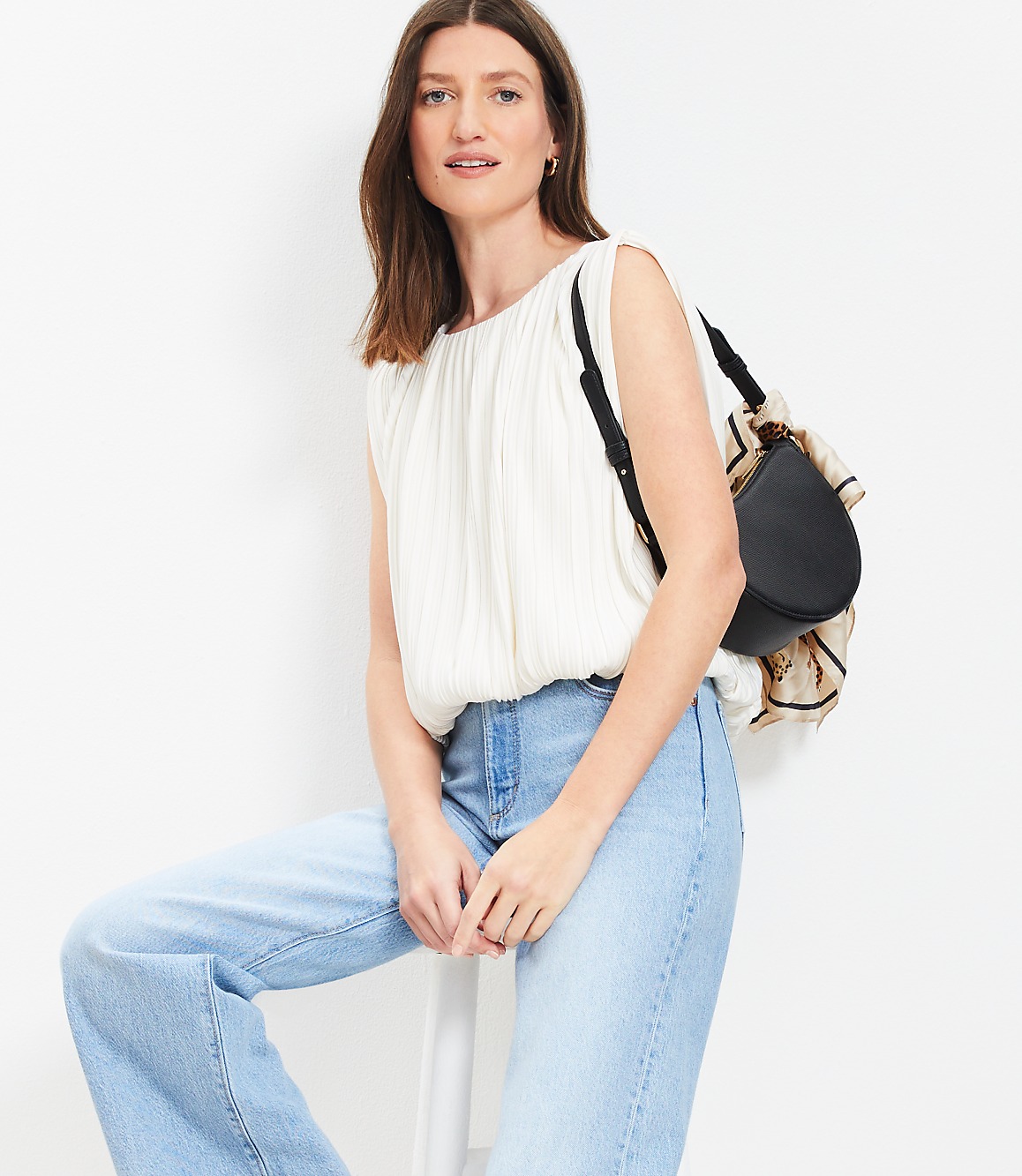 Side Tie Pleated Bubble Top