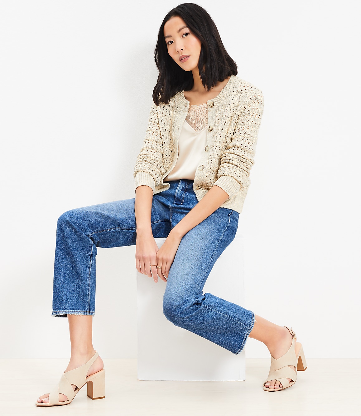 Shimmer Pointelle Cardigan