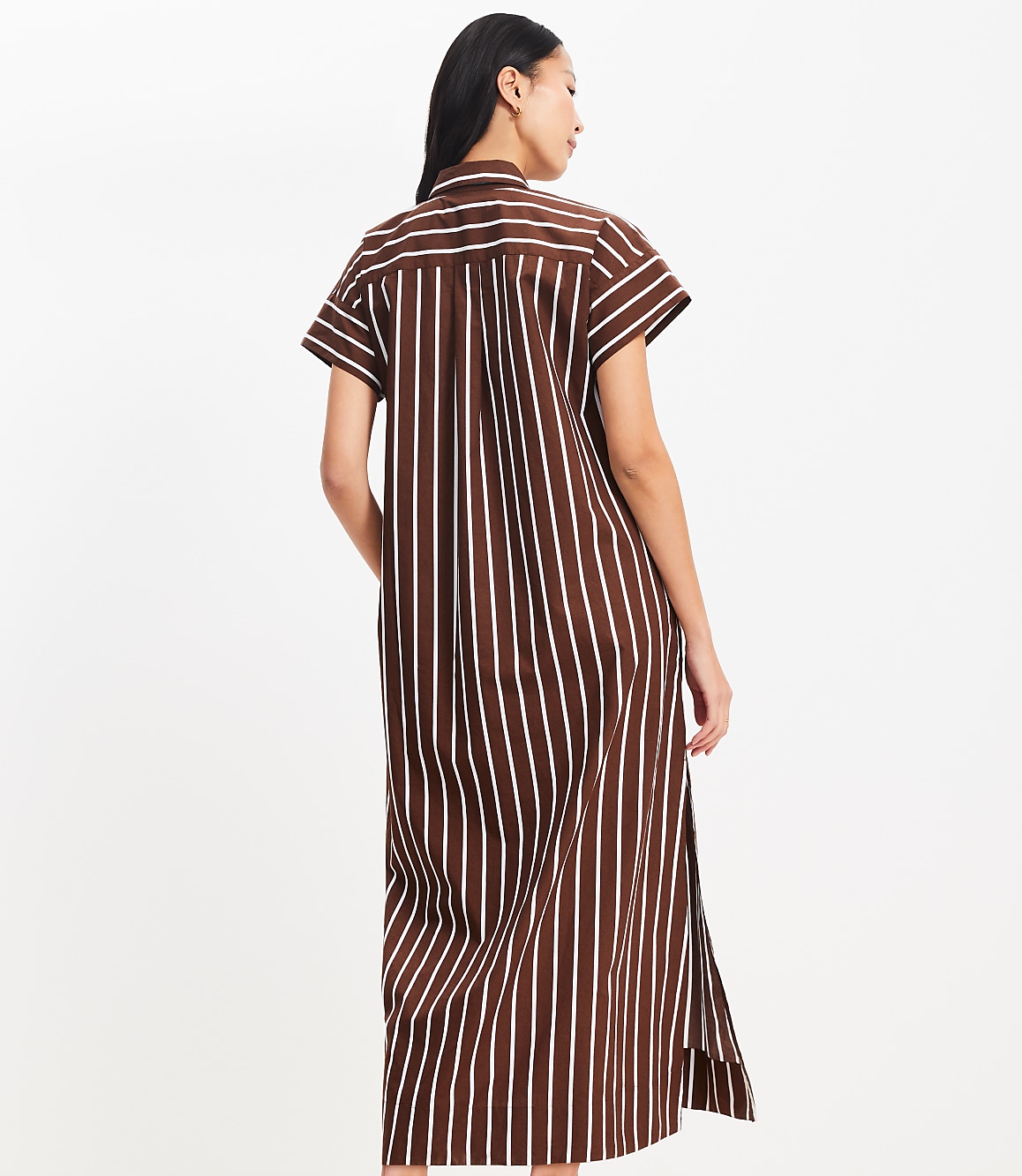 Petite Striped Poplin Maxi Pocket Shirtdress
