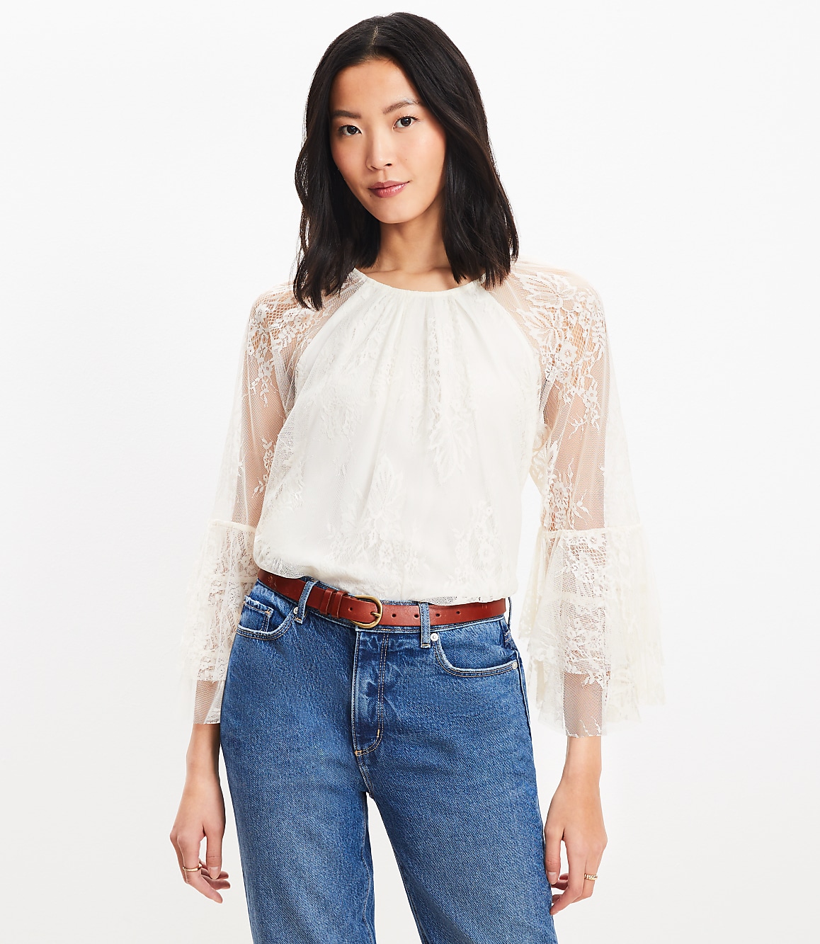 Chantilly Lace Flare Sleeve Blouse