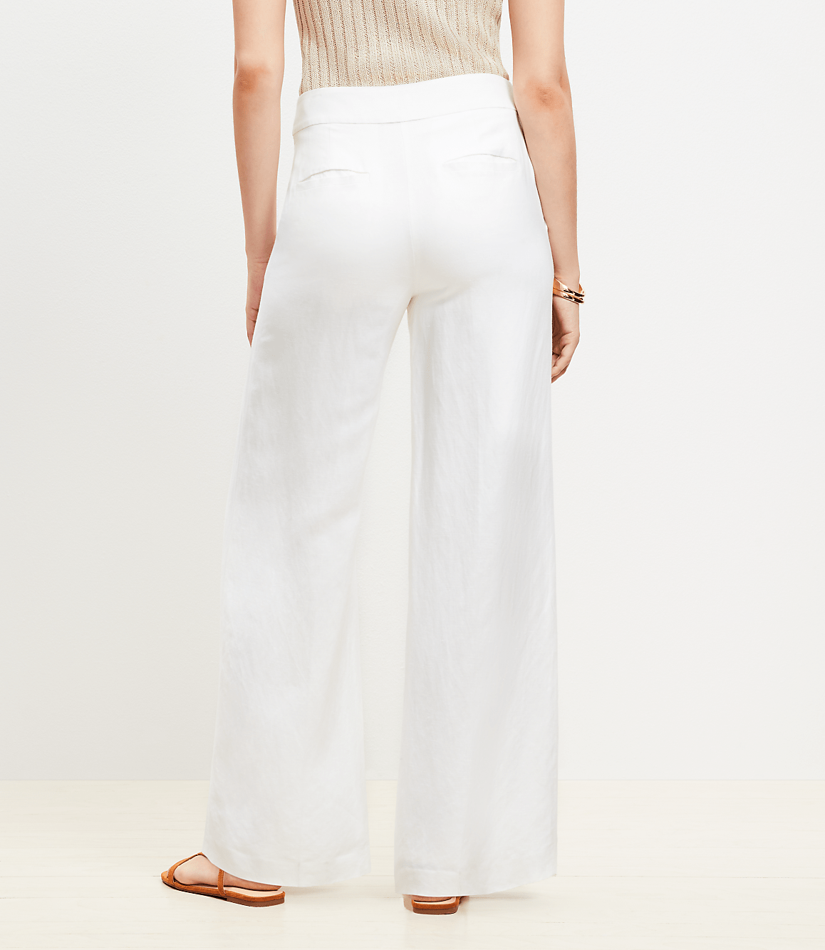 Petite Clean Wide Leg Pants in Linen Blend