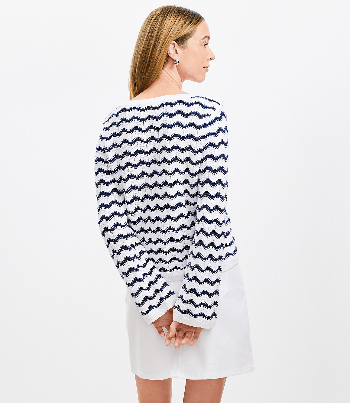 Zig Zag Wide Sleeve Boatneck Sweater