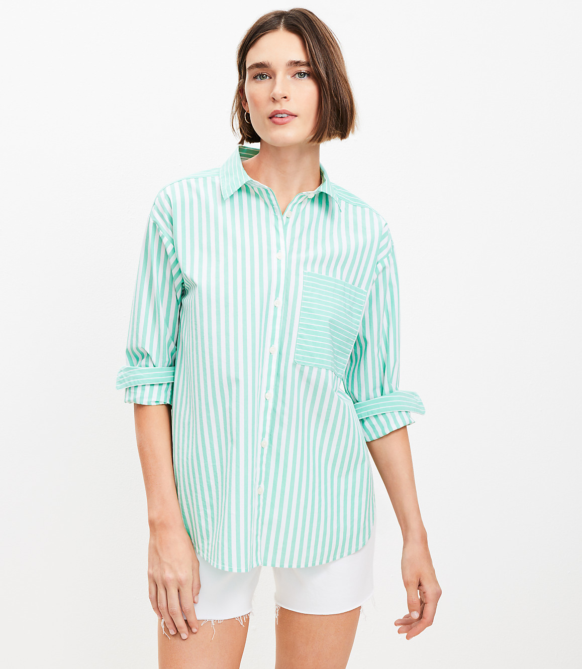 Striped Poplin Everyday Oversized Pocket Shirt