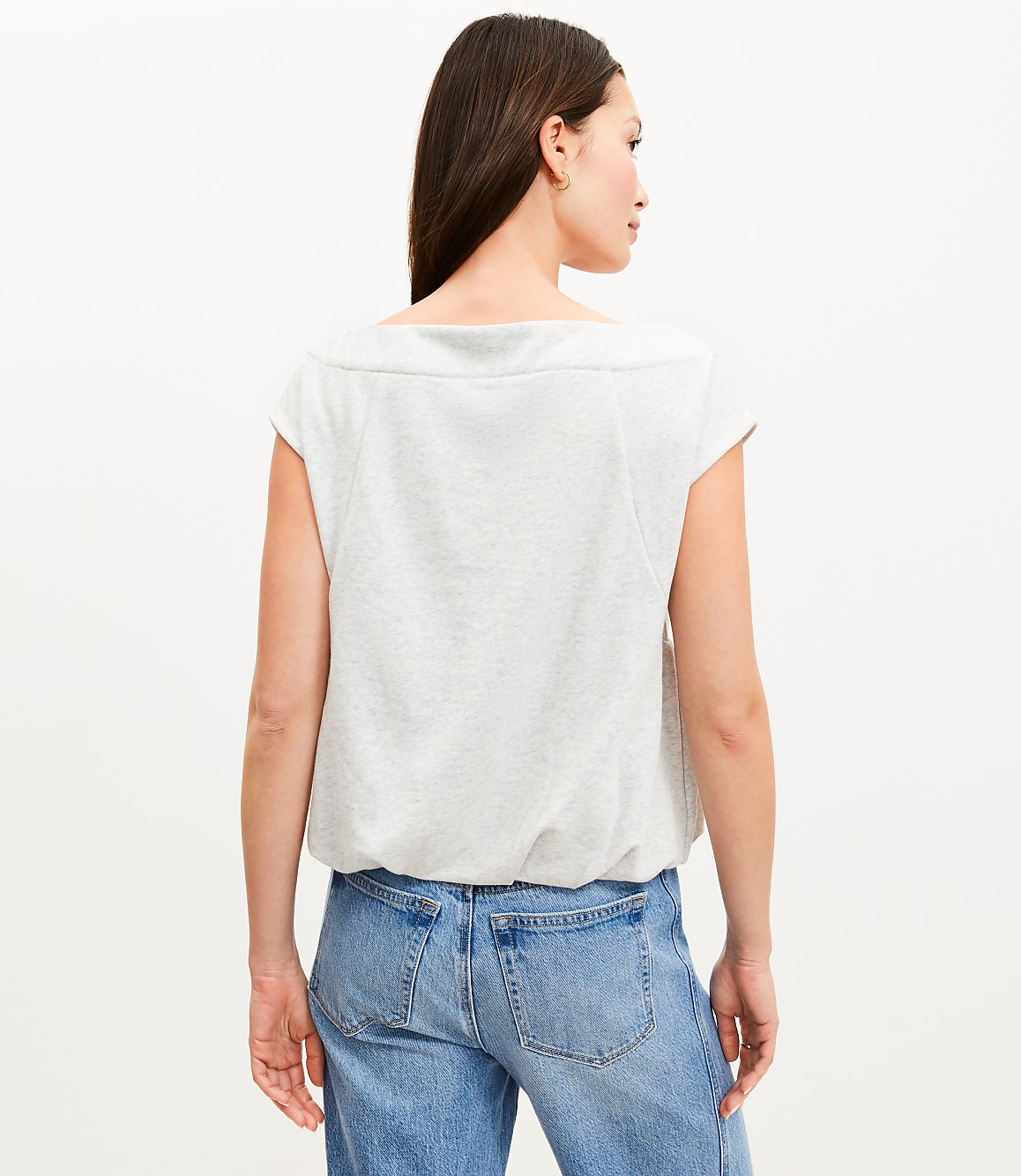 Petite Cap Sleeve Bubble Hem Sweatshirt