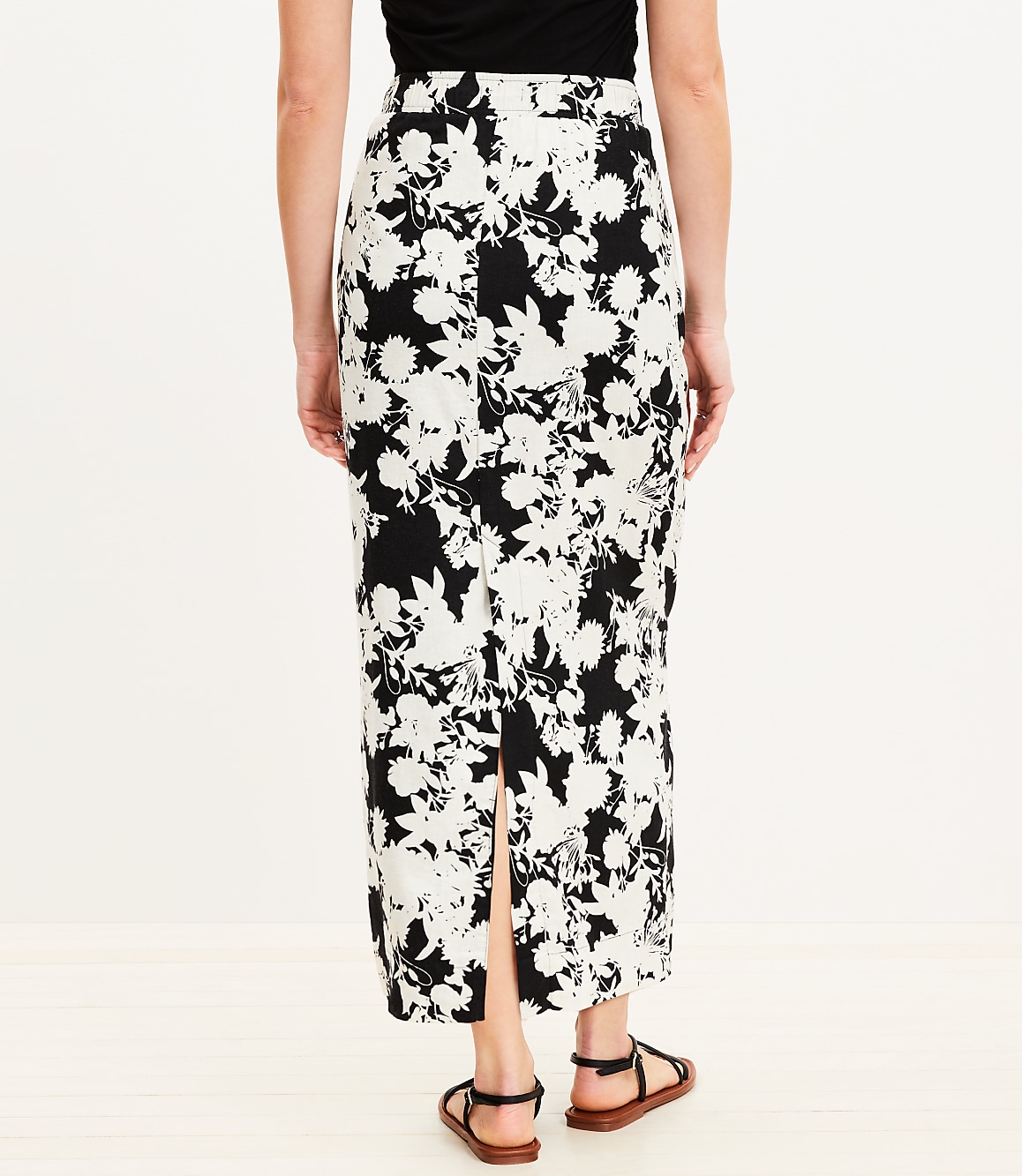 Garden Linen Blend Column Midi Skirt